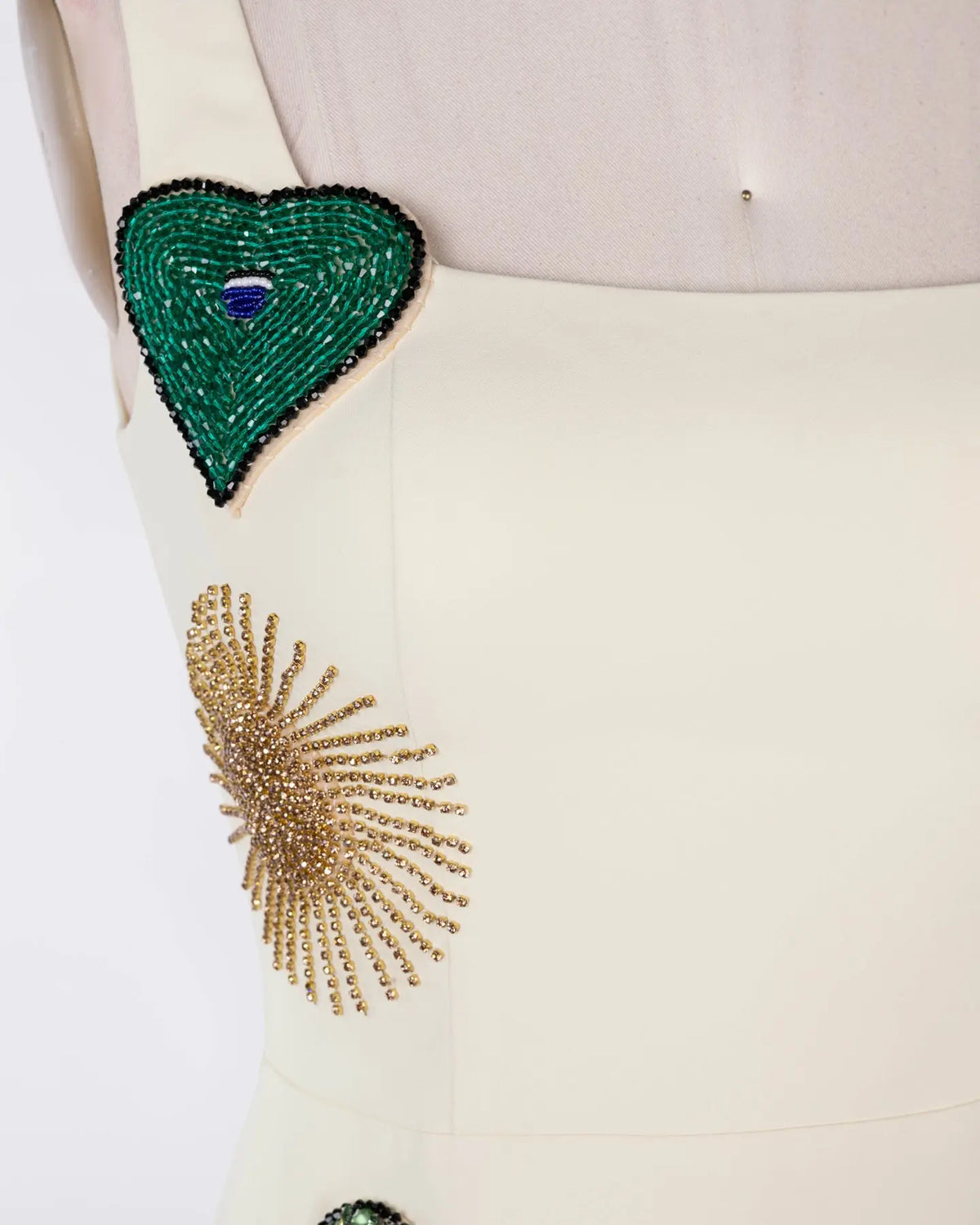 Beige Beaded Applique Square Neck Mini Dress Sheer Fairy