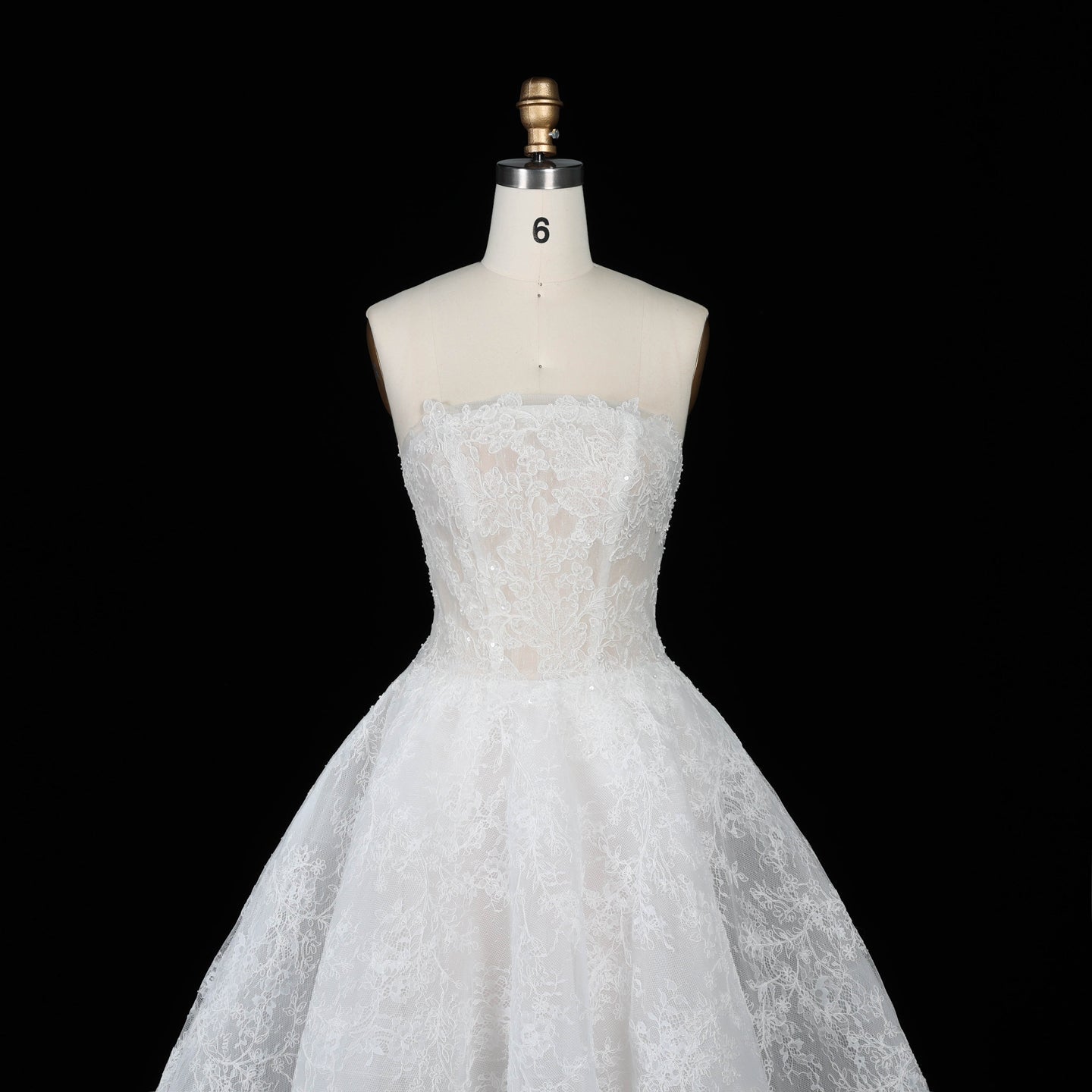White Corset Strapless Lace Applique Tulle Bridal Ball Gown Wedding Dress SW611 Sheer Fairy