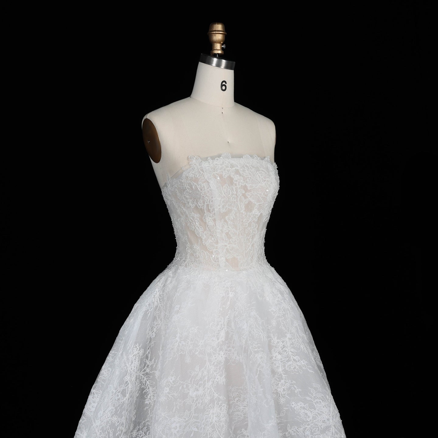 White Corset Strapless Lace Applique Tulle Bridal Ball Gown Wedding Dress SW611 Sheer Fairy