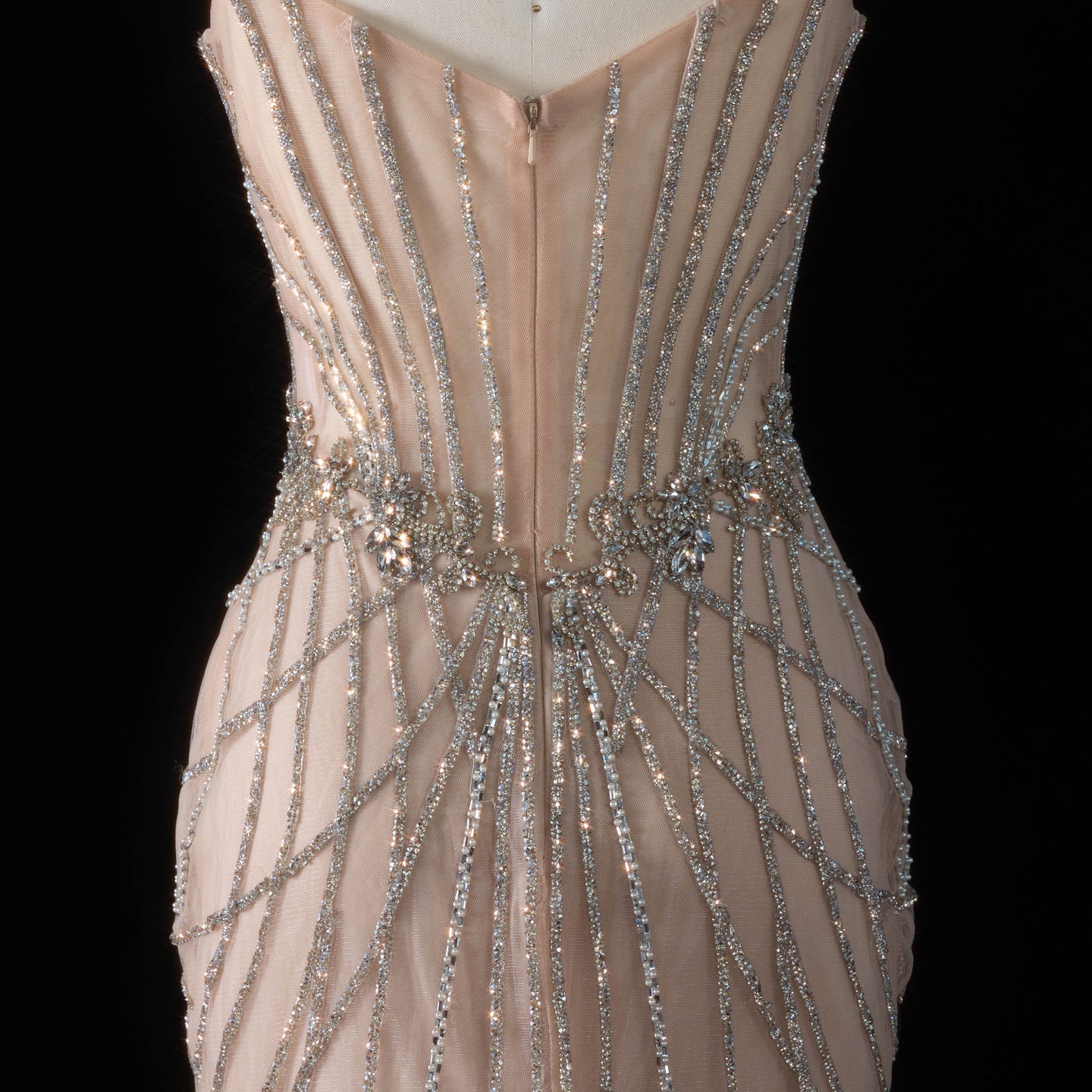 Romantic Champagne Spaghetti Strap All Over Stream Crystal Prom Dress SH194 Sheer Fairy