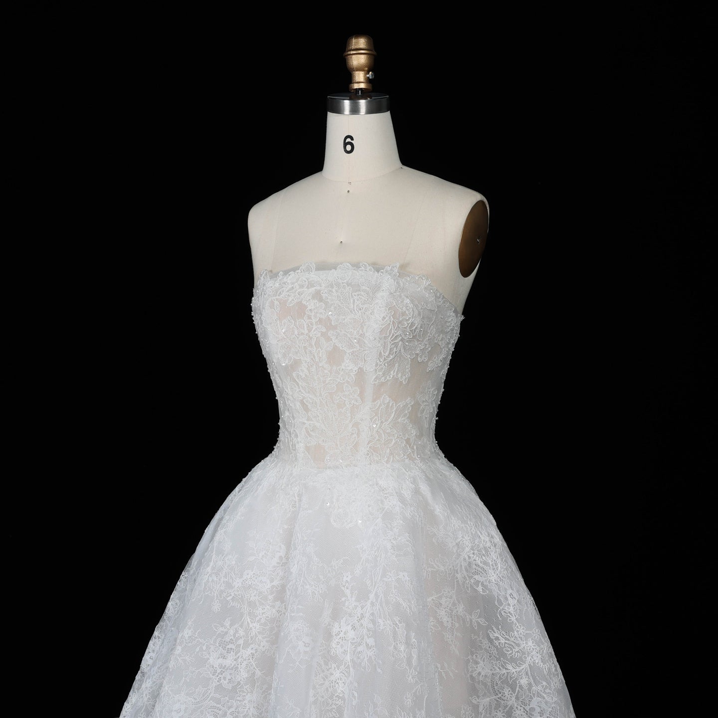 White Corset Strapless Lace Applique Tulle Bridal Ball Gown Wedding Dress SW611 Sheer Fairy