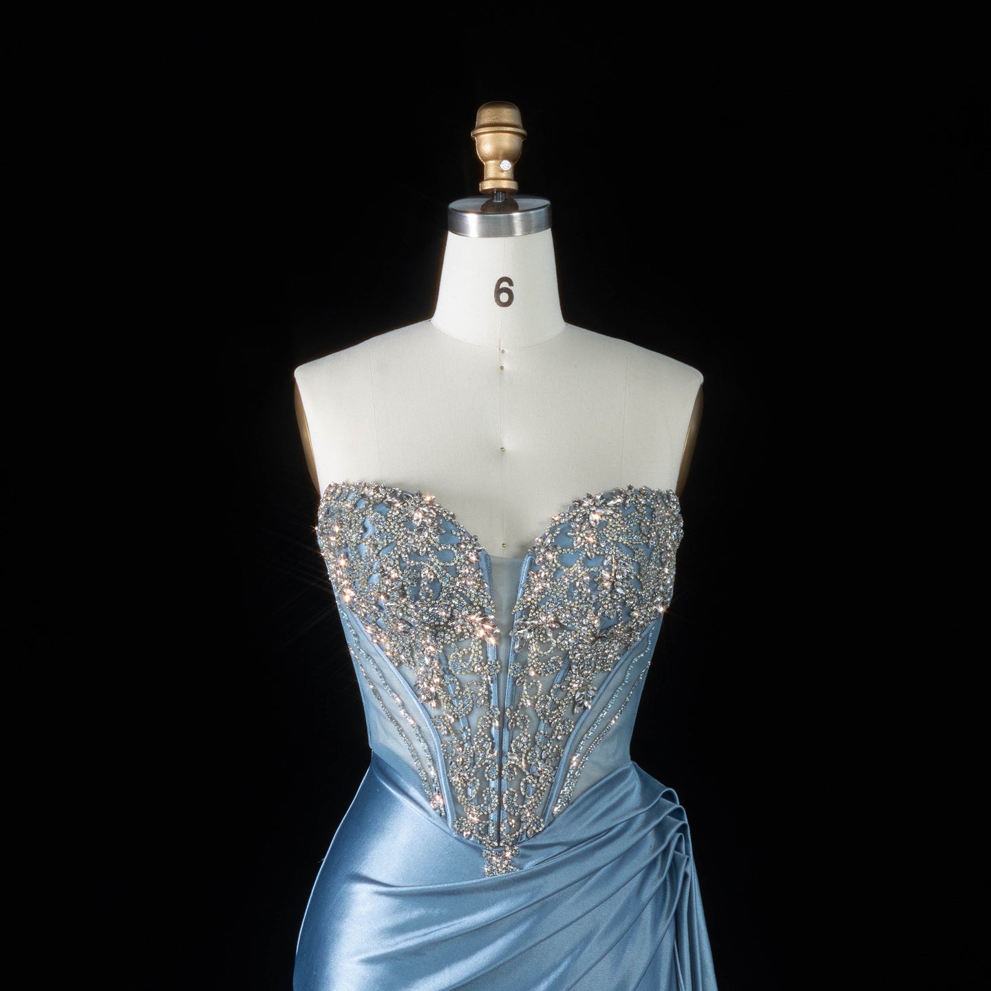 Dreamy Blue Wrap Ruched Side Overlay Strapless Mermaid Prom Dress SH195 Sheer Fairy