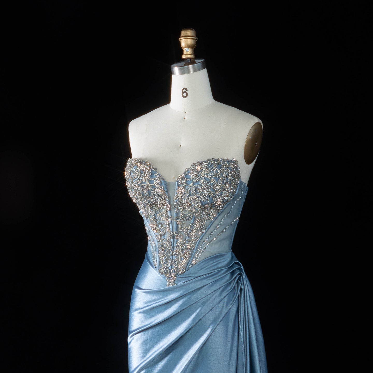 Dreamy Blue Wrap Ruched Side Overlay Strapless Mermaid Prom Dress SH195 Sheer Fairy