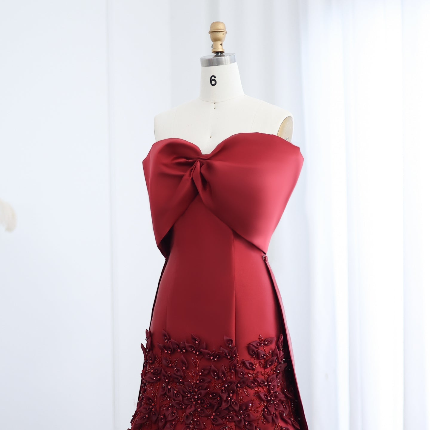 Luxury 3D Flowers Pink Off Shoulder Evening Dress SS464