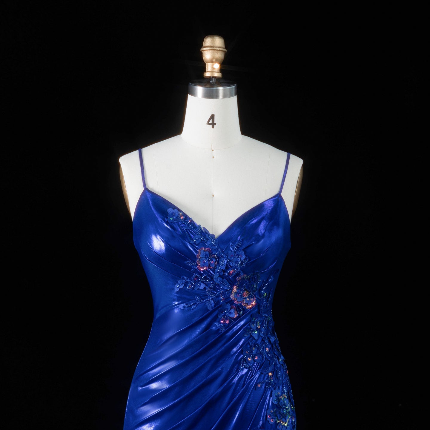Glamorous Royal Blue Thin Spaghetti Strap Lace Up Back Ruched Train Prom Dress SH196 Sheer Fairy