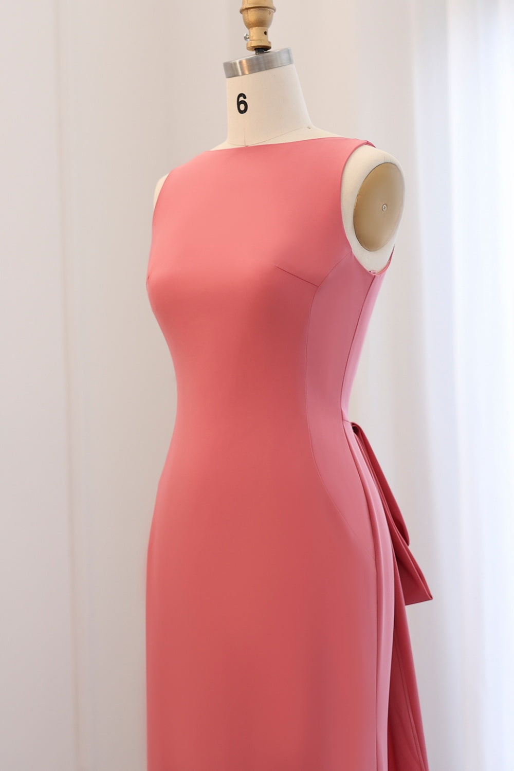 Elegant Coral Pink Butterfly Beaded Evening Dress SS471 Sheer Fairy