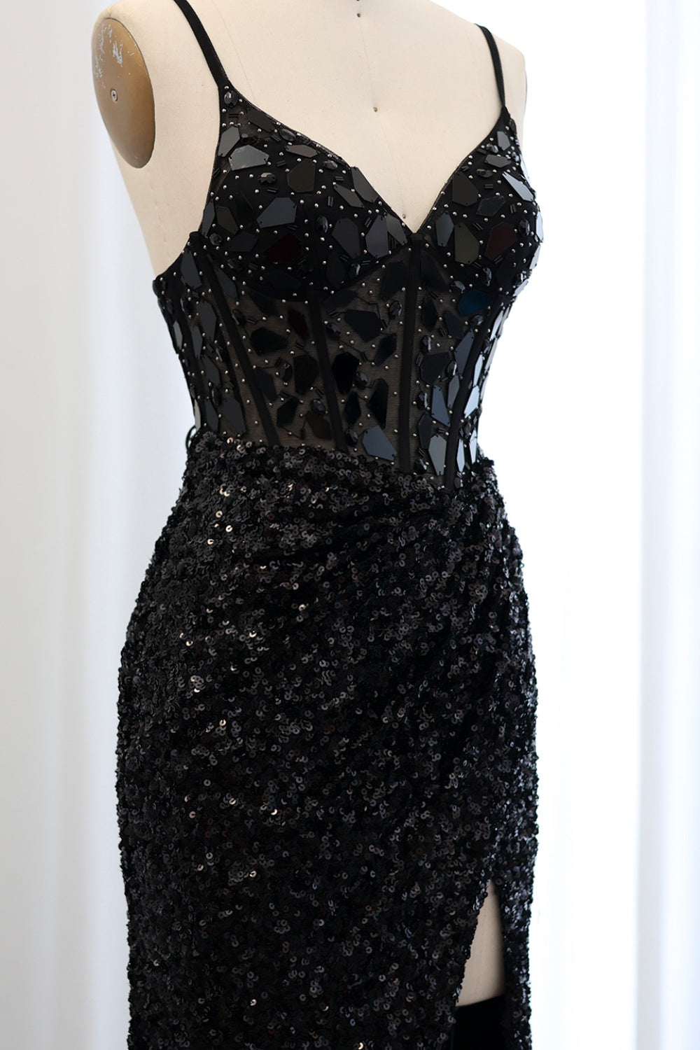 Crimson Red Sequin Sweetheart Mermaid Prom Dress SH307 Sheer Fairy