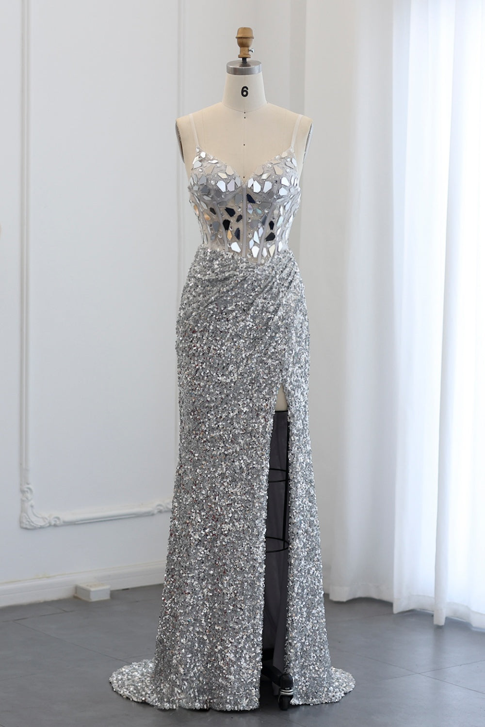 Crimson Red Sequin Sweetheart Mermaid Prom Dress SH307 Sheer Fairy