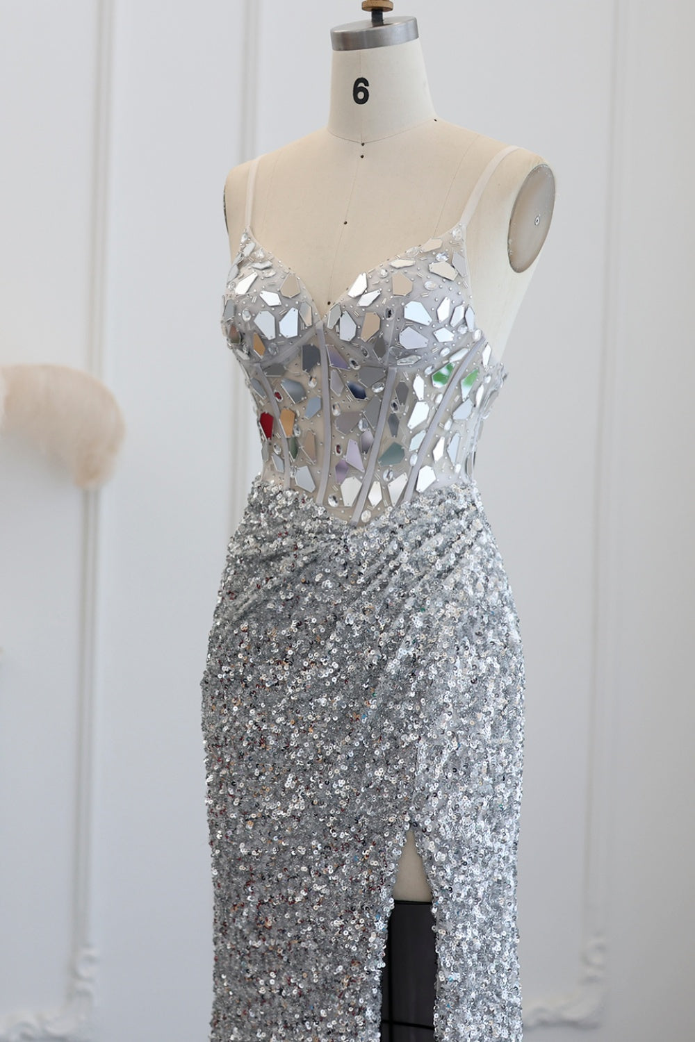 Crimson Red Sequin Sweetheart Mermaid Prom Dress SH307 Sheer Fairy