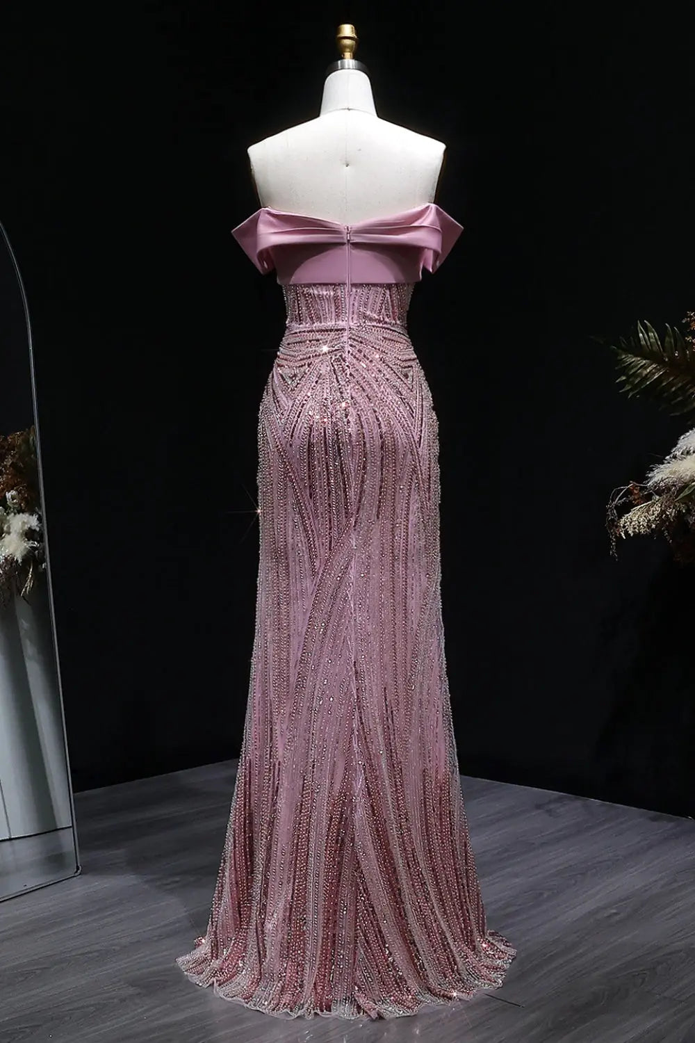 Blush Sequin Strapless Sheath Rose Pink Prom Dress SH136 Sheer Fairy
