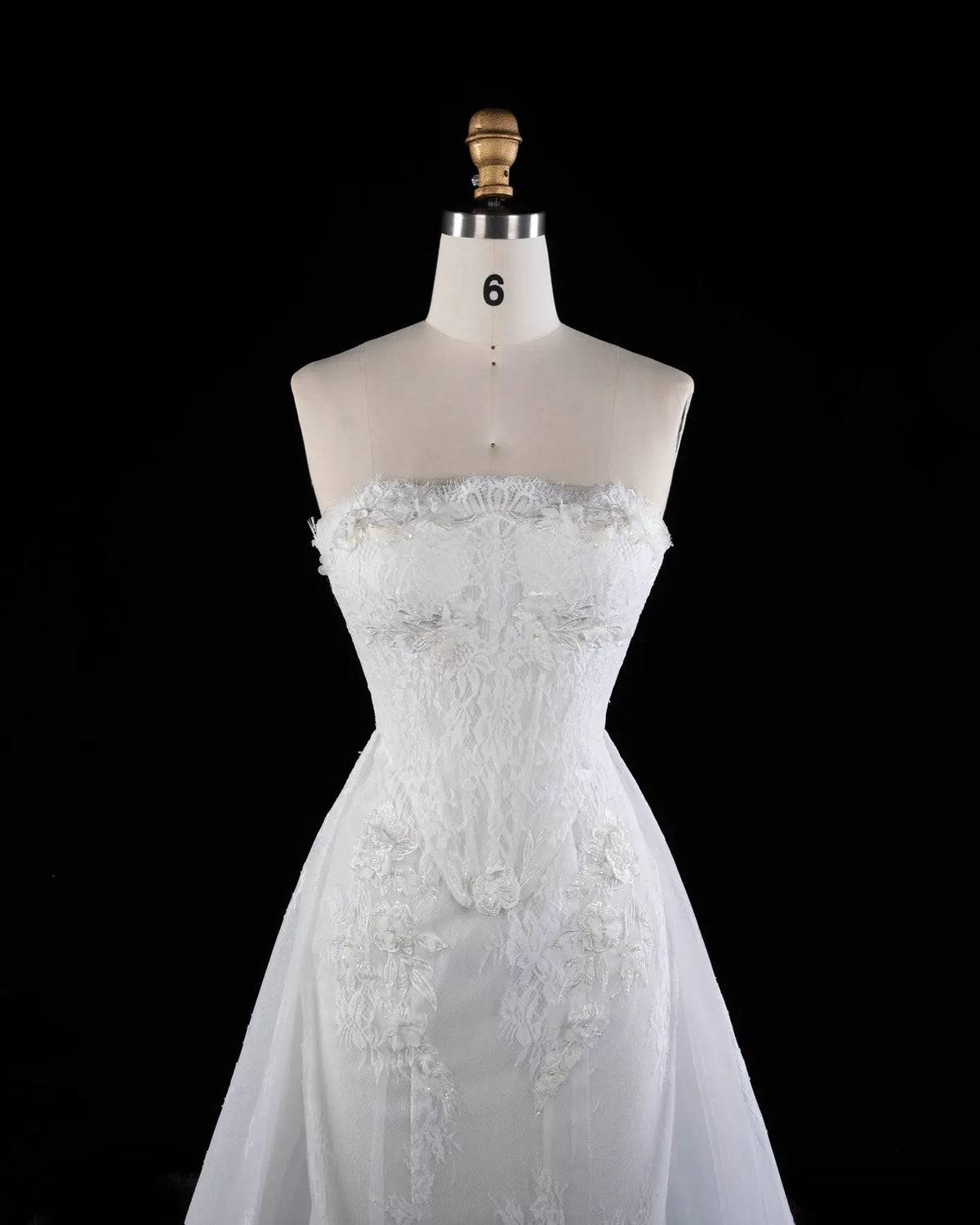 White Strapless Boned Corset Mermaid Wedding Gown with Long Train SW671 Sheer Fairy
