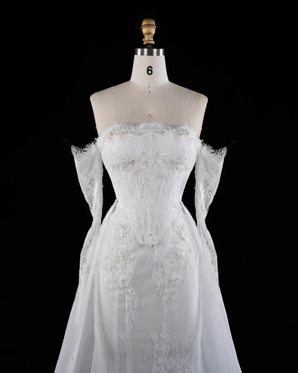White Strapless Boned Corset Mermaid Wedding Gown with Long Train SW671 Sheer Fairy