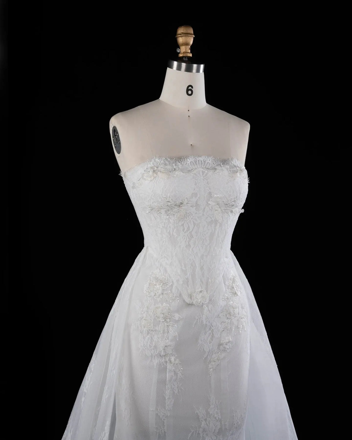 White Strapless Boned Corset Mermaid Wedding Gown with Long Train SW671 Sheer Fairy