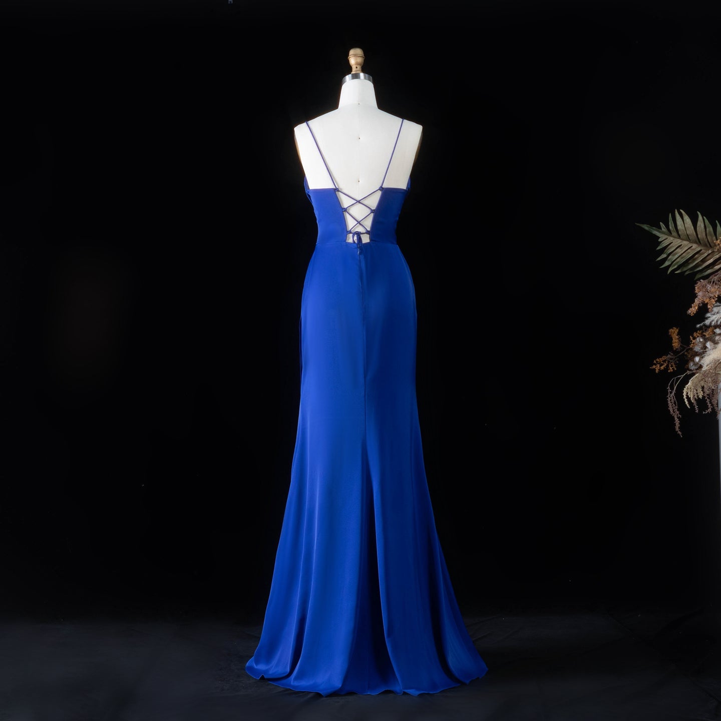 Sleeveless Sexy Mermaid Sheer Lace Royal Blue Prom Dress with tie-back SH091（副本） Sheer Fairy
