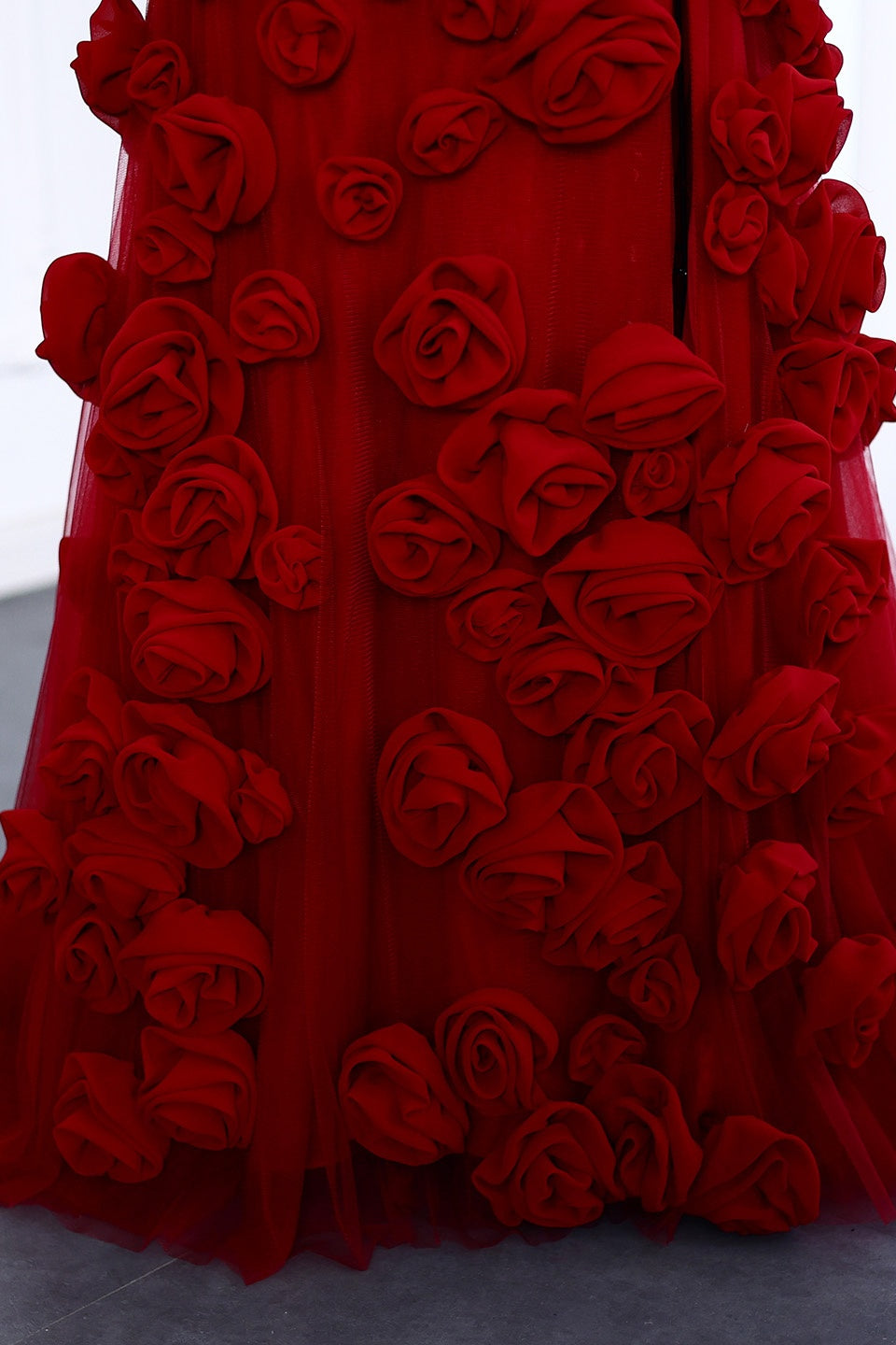 Modest 3D Rose Strapless Mermaid Evening Dress with Train SS207