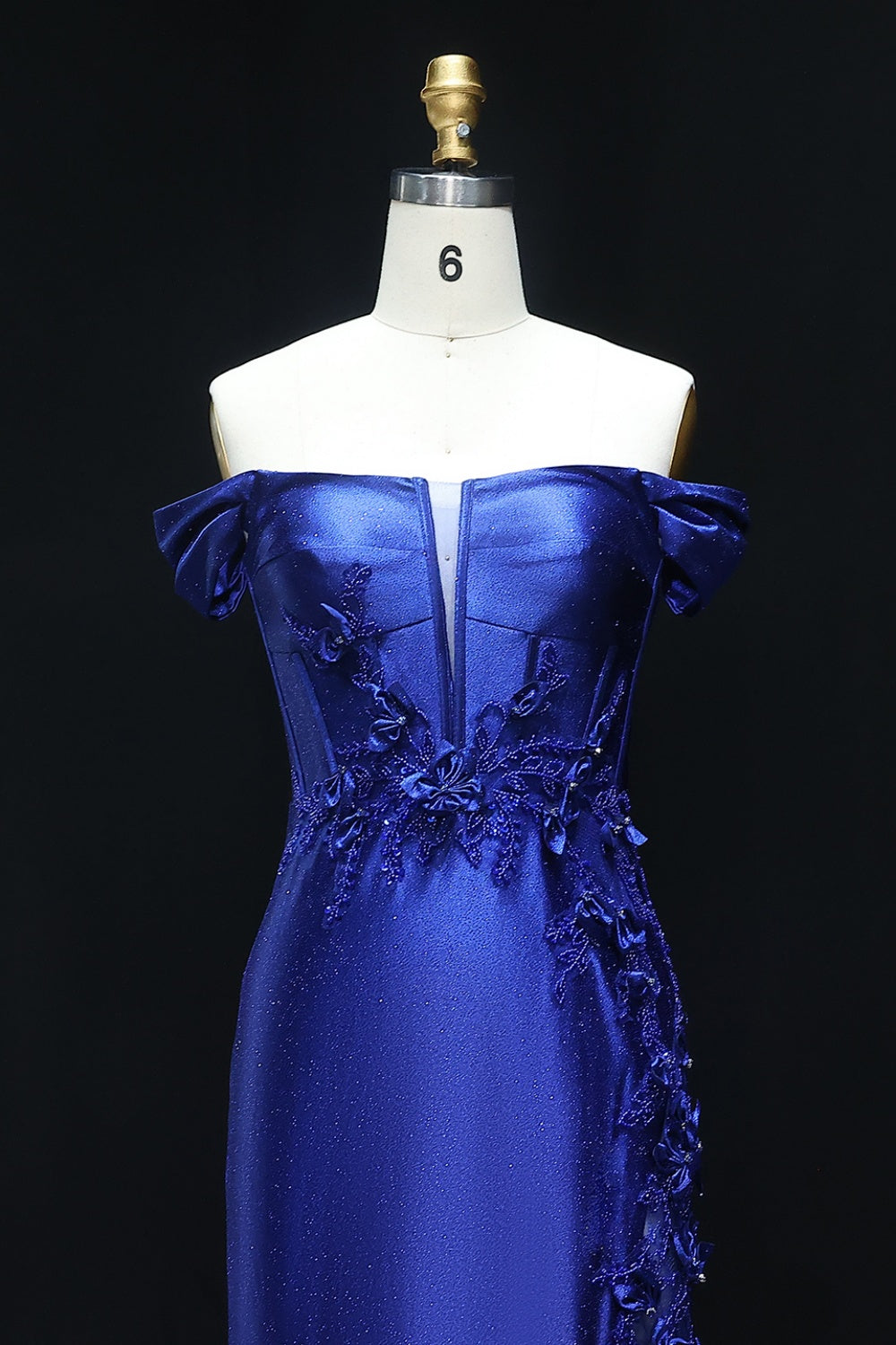 Teal Satin Off-the-Shoulder Mermaid Prom Dress with 3D Floral SH511 Sheer Fairy