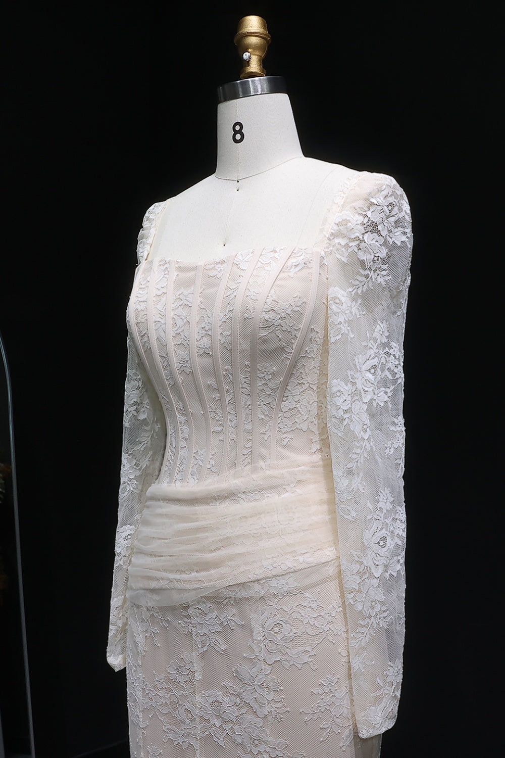 Elegant Lace Square Neck Mermaid Long Sleeves Evening Dress SF252 Sheer Fairy