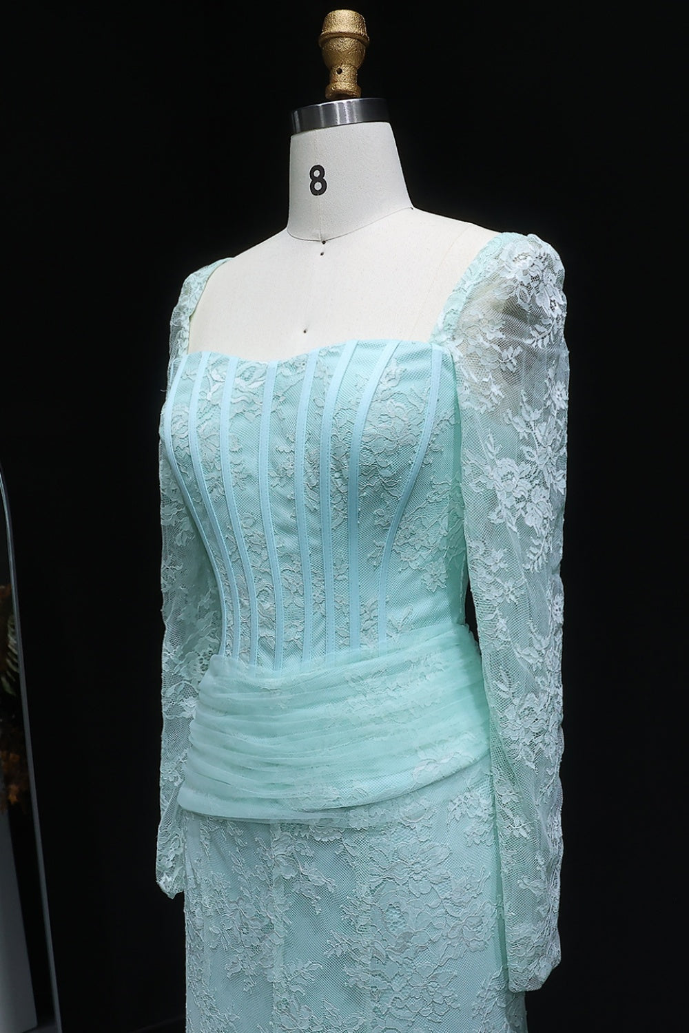 Elegant Lace Square Neck Mermaid Long Sleeves Evening Dress SF252 Sheer Fairy