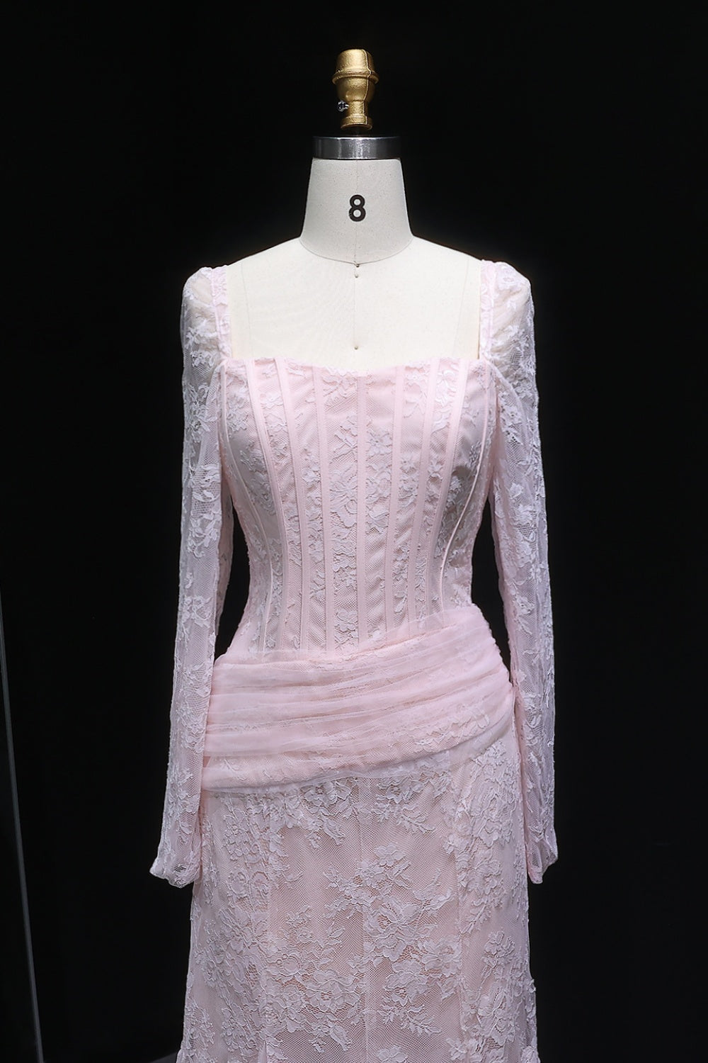 Elegant Lace Square Neck Mermaid Long Sleeves Evening Dress SF252 Sheer Fairy