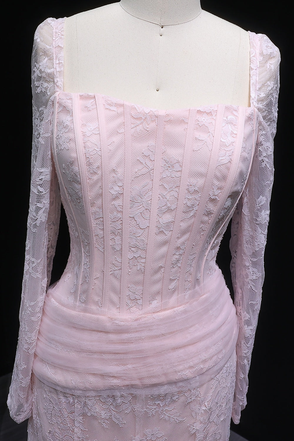 Elegant Lace Square Neck Mermaid Long Sleeves Evening Dress SF252 Sheer Fairy