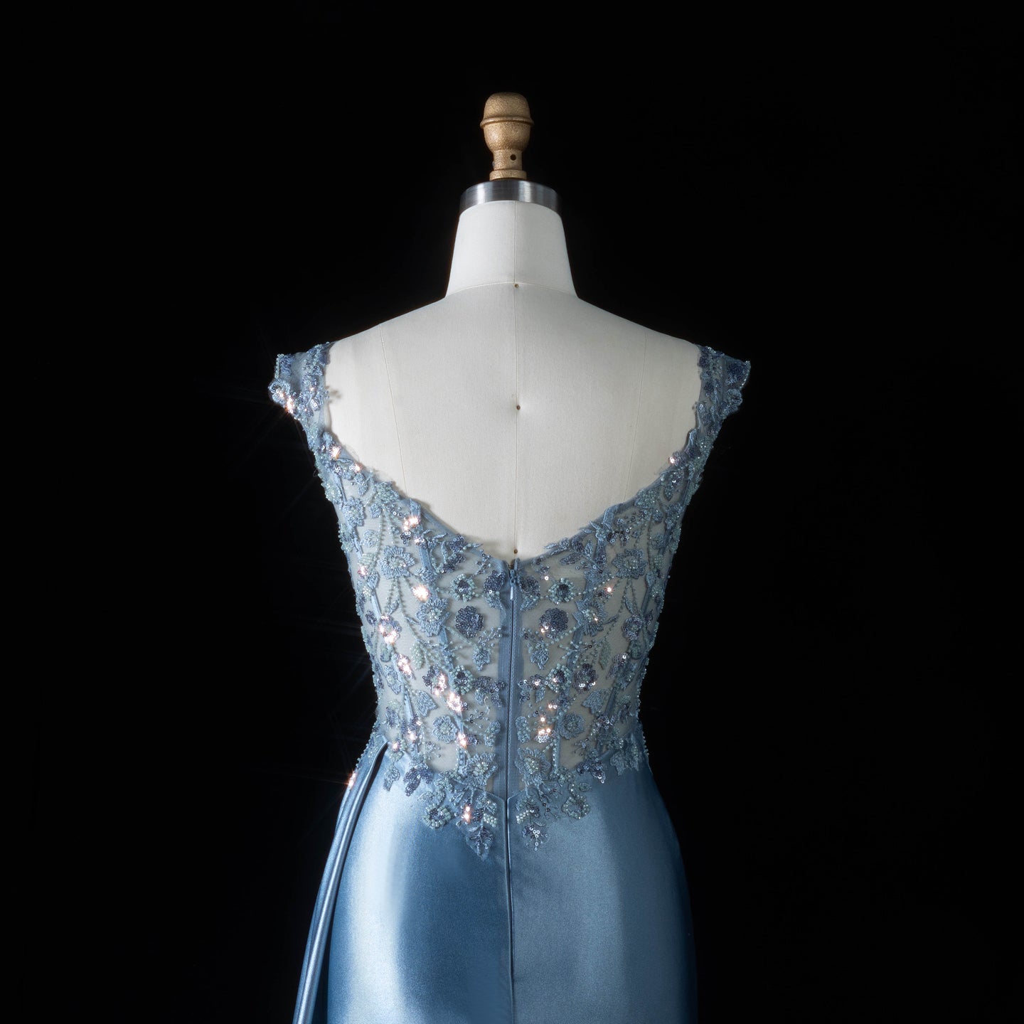 Blue Satin Mermaid Prom Dress sweetheart Luxury Beaded ruched hip  SH092 Sheer Fairy