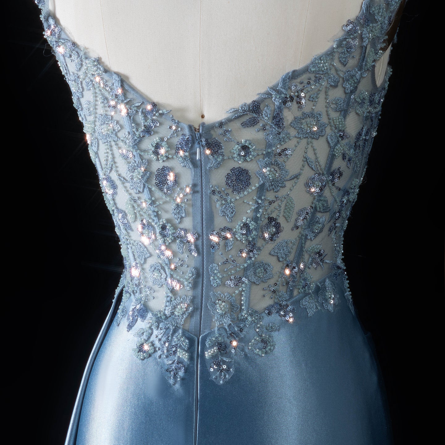 Blue Satin Mermaid Prom Dress sweetheart Luxury Beaded ruched hip  SH092 Sheer Fairy