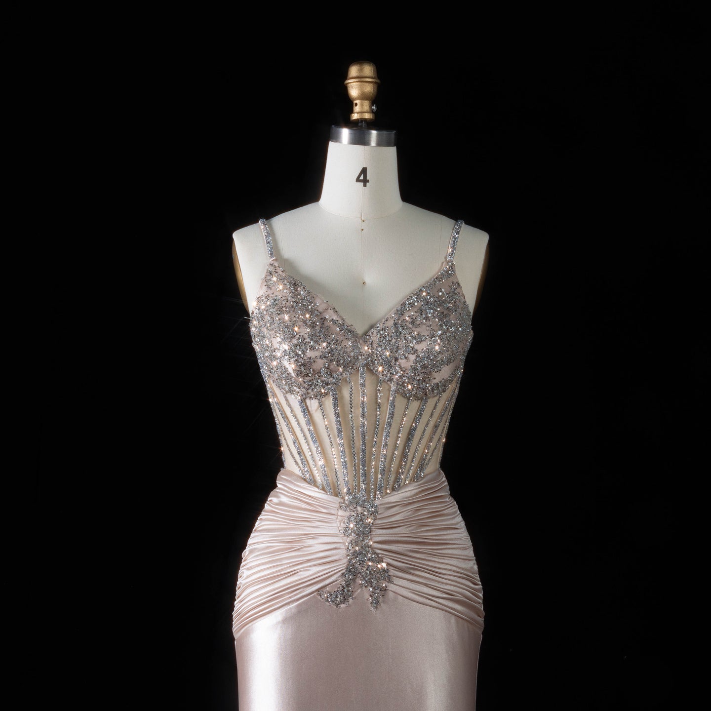 Sleeveless Sexy Mermaid Sheer Lace Champagne evening dress with  Beaded SH093（副本） Sheer Fairy