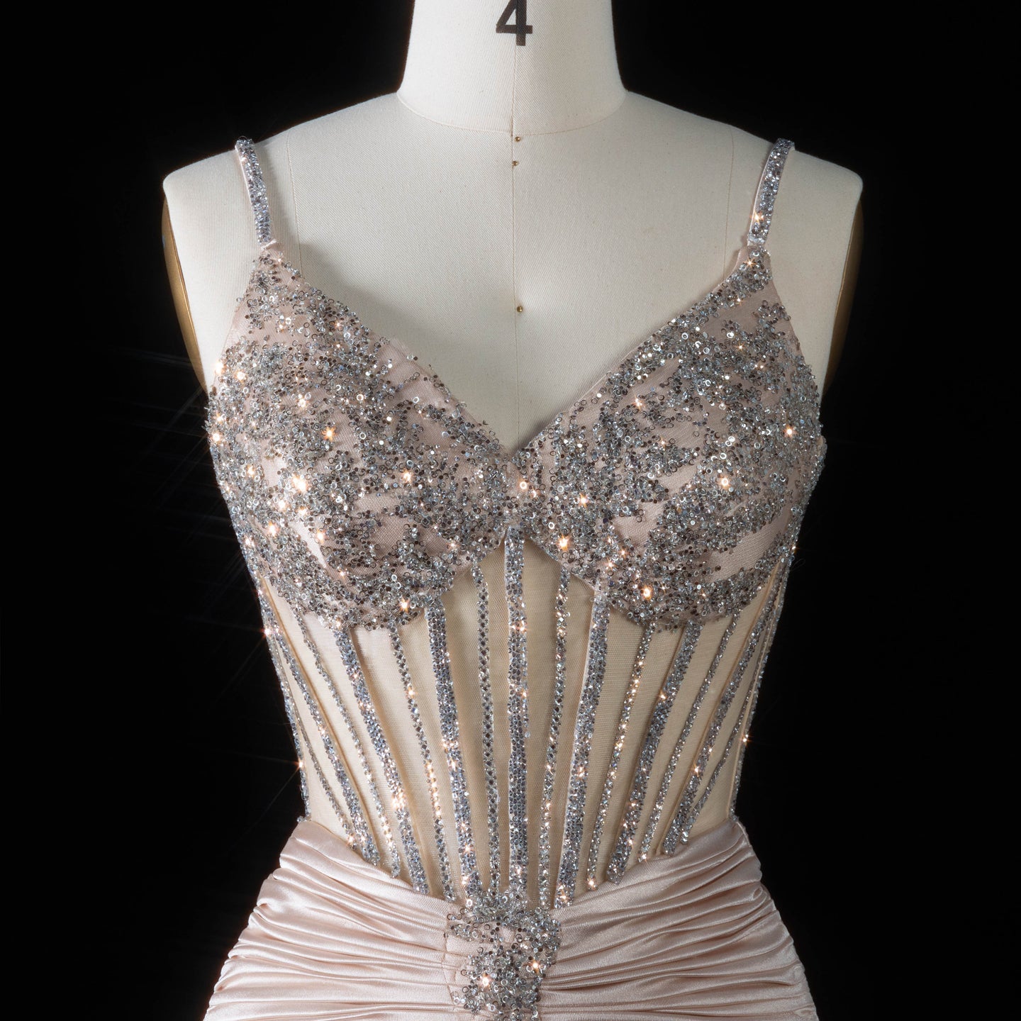 Sleeveless Sexy Mermaid Sheer Lace Champagne evening dress with  Beaded SH093（副本） Sheer Fairy