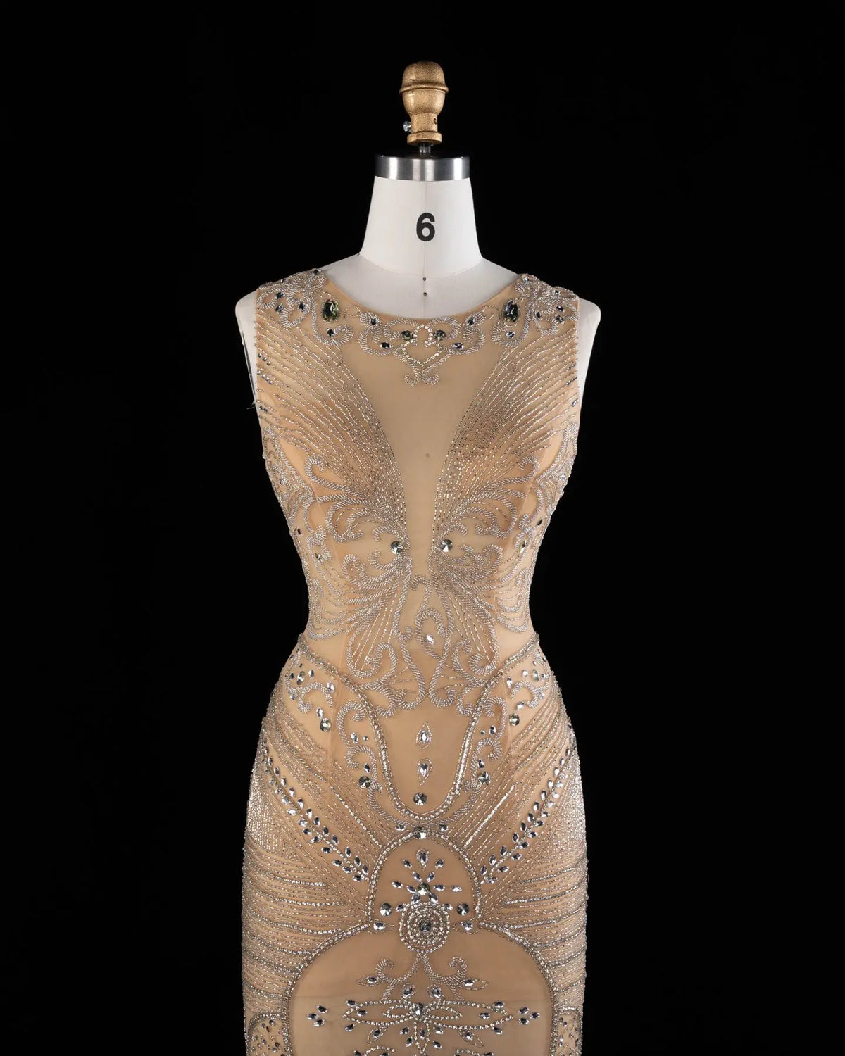 Nude Crystal Embellished Evening Gown SH026 Sheer Fairy