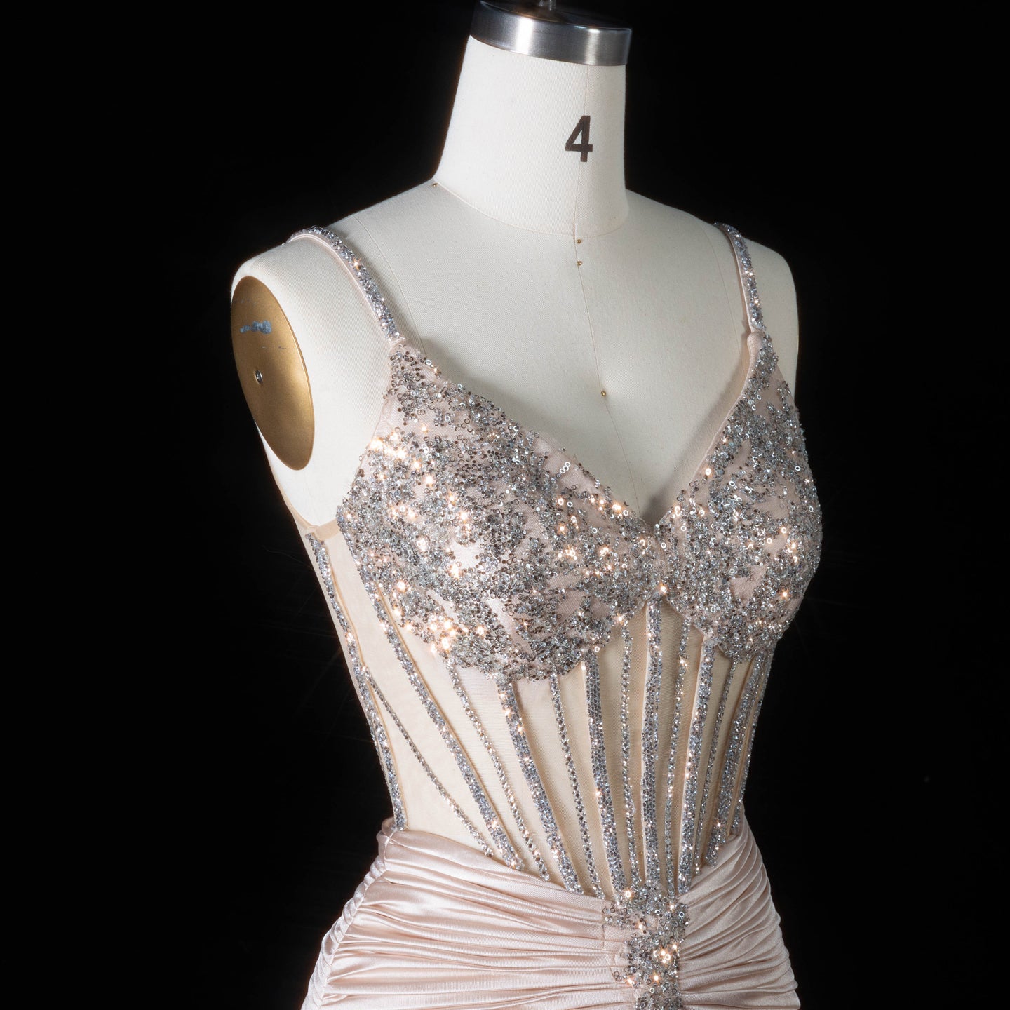 Sleeveless Sexy Mermaid Sheer Lace Champagne evening dress with  Beaded SH093（副本） Sheer Fairy