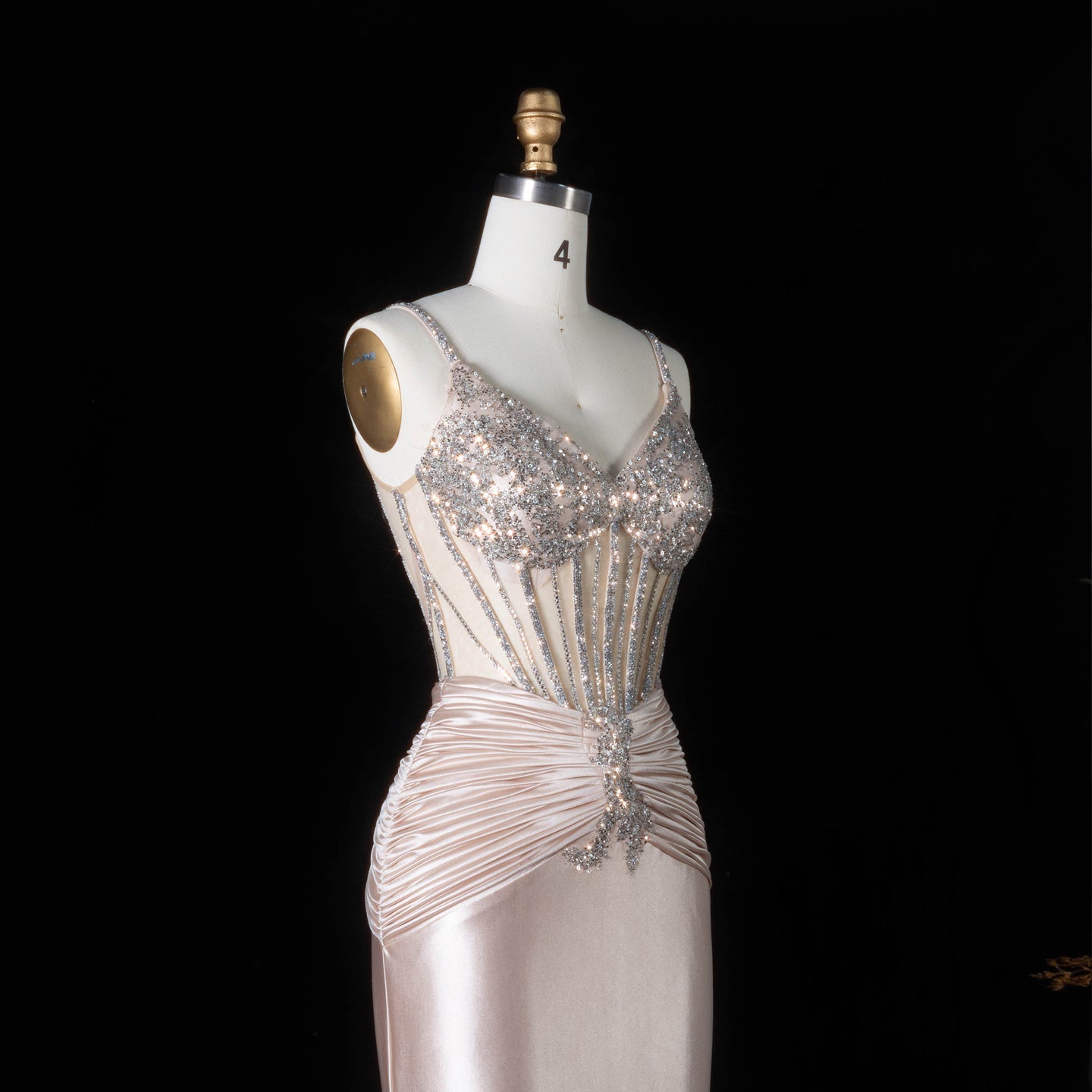 Sleeveless Sexy Mermaid Sheer Lace Champagne evening dress with  Beaded SH093（副本） Sheer Fairy
