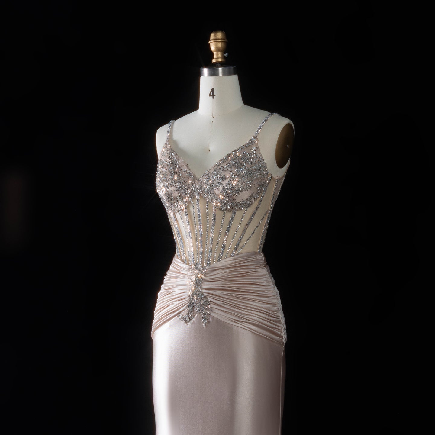 Sleeveless Sexy Mermaid Sheer Lace Champagne evening dress with  Beaded SH093（副本） Sheer Fairy