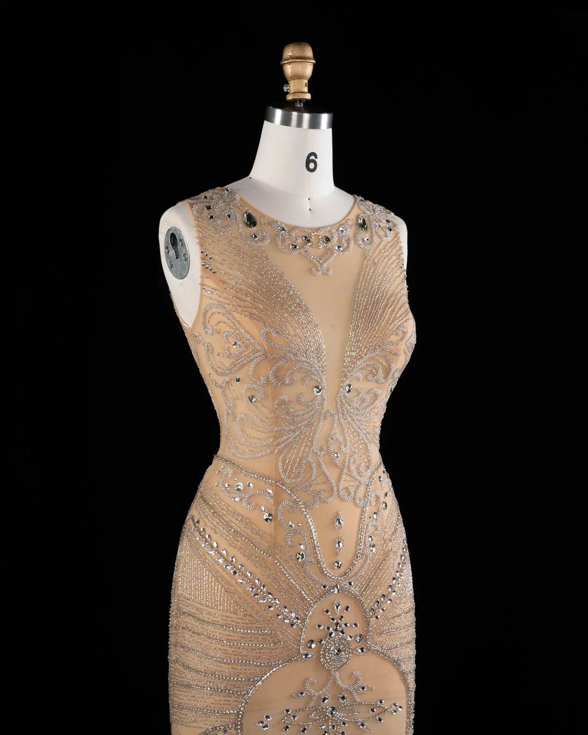 Nude Crystal Embellished Evening Gown SH026 Sheer Fairy