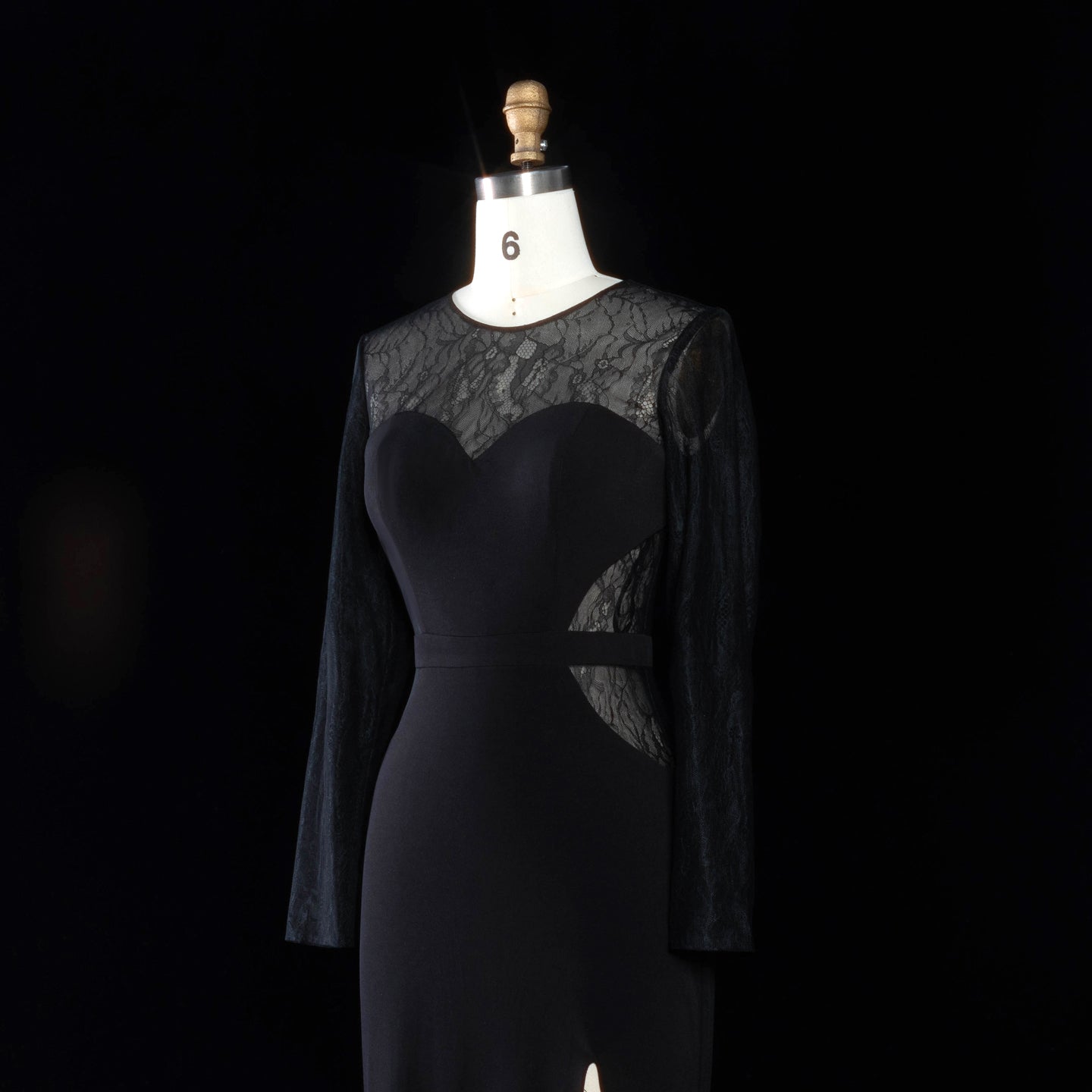 Long Sleeve Sexy Mermaid Sheer Lace Black Prom Dress with Split Side SH096 Sheer Fairy