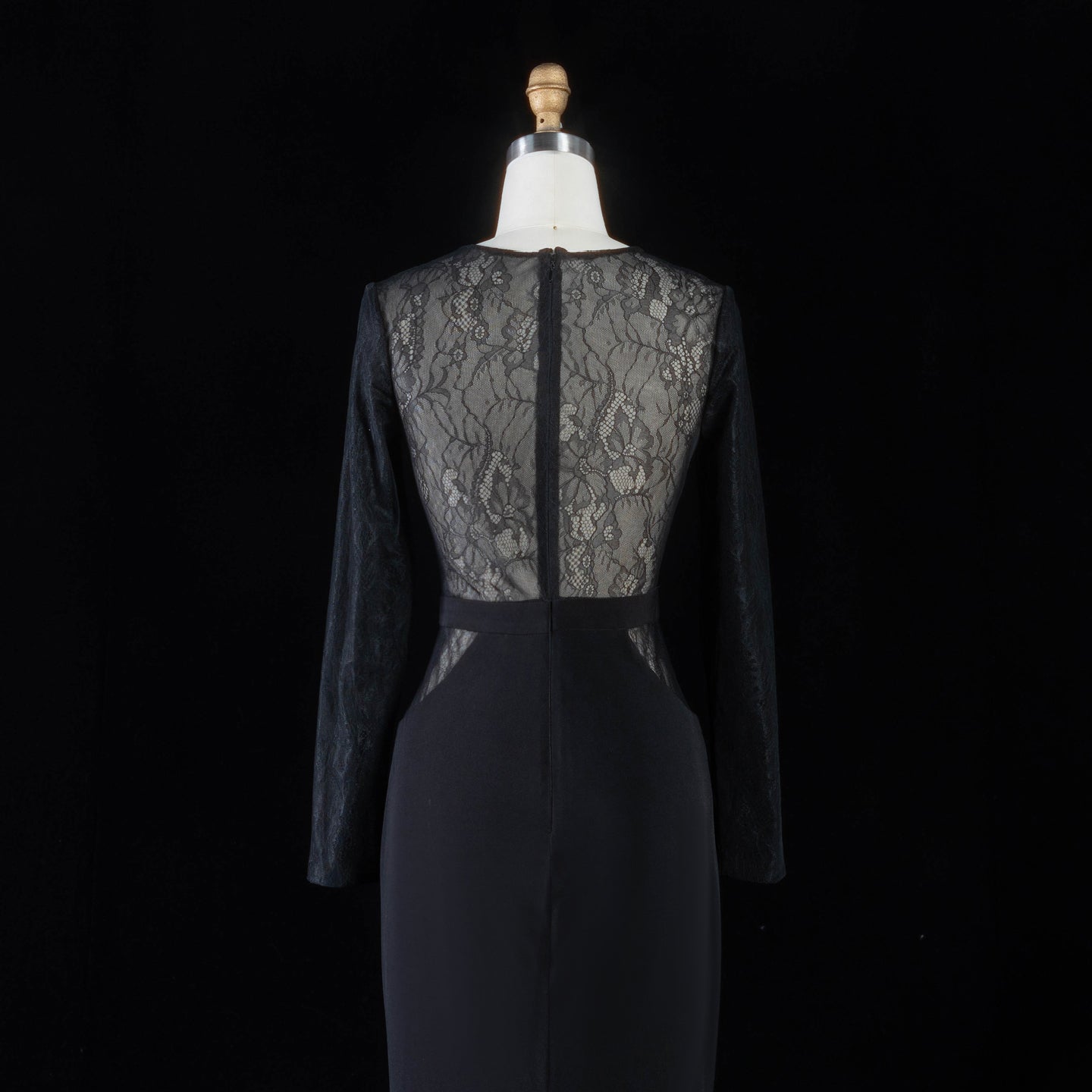 Long Sleeve Sexy Mermaid Sheer Lace Black Prom Dress with Split Side SH096 Sheer Fairy
