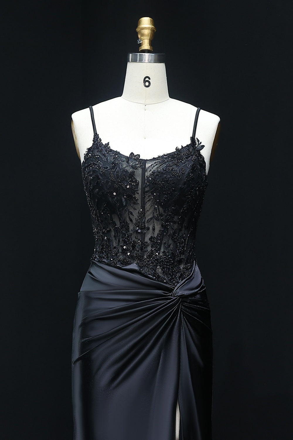 Royal Blue Satin Spaghetti Straps Sheath Prom Dress with Lace Bodice SH512 Sheer Fairy