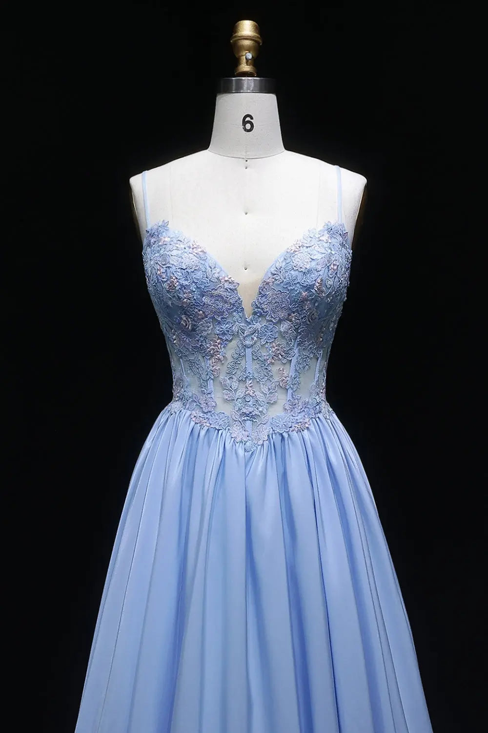 Light Blue Sweetheart Beaded Ball Gown Prom Dress SH103 Sheer Fairy