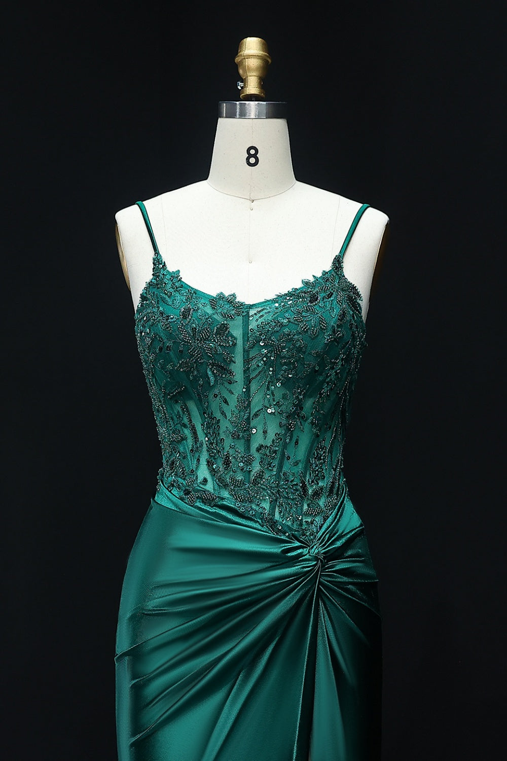 Royal Blue Satin Spaghetti Straps Sheath Prom Dress with Lace Bodice SH512 Sheer Fairy