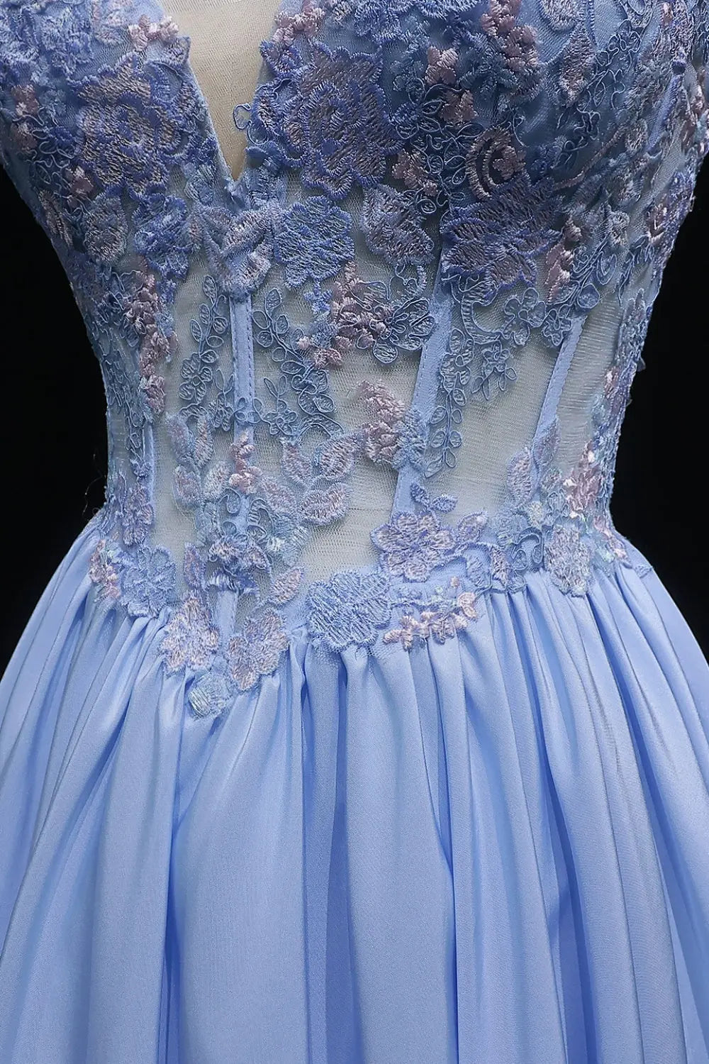 Light Blue Sweetheart Beaded Ball Gown Prom Dress SH103 Sheer Fairy