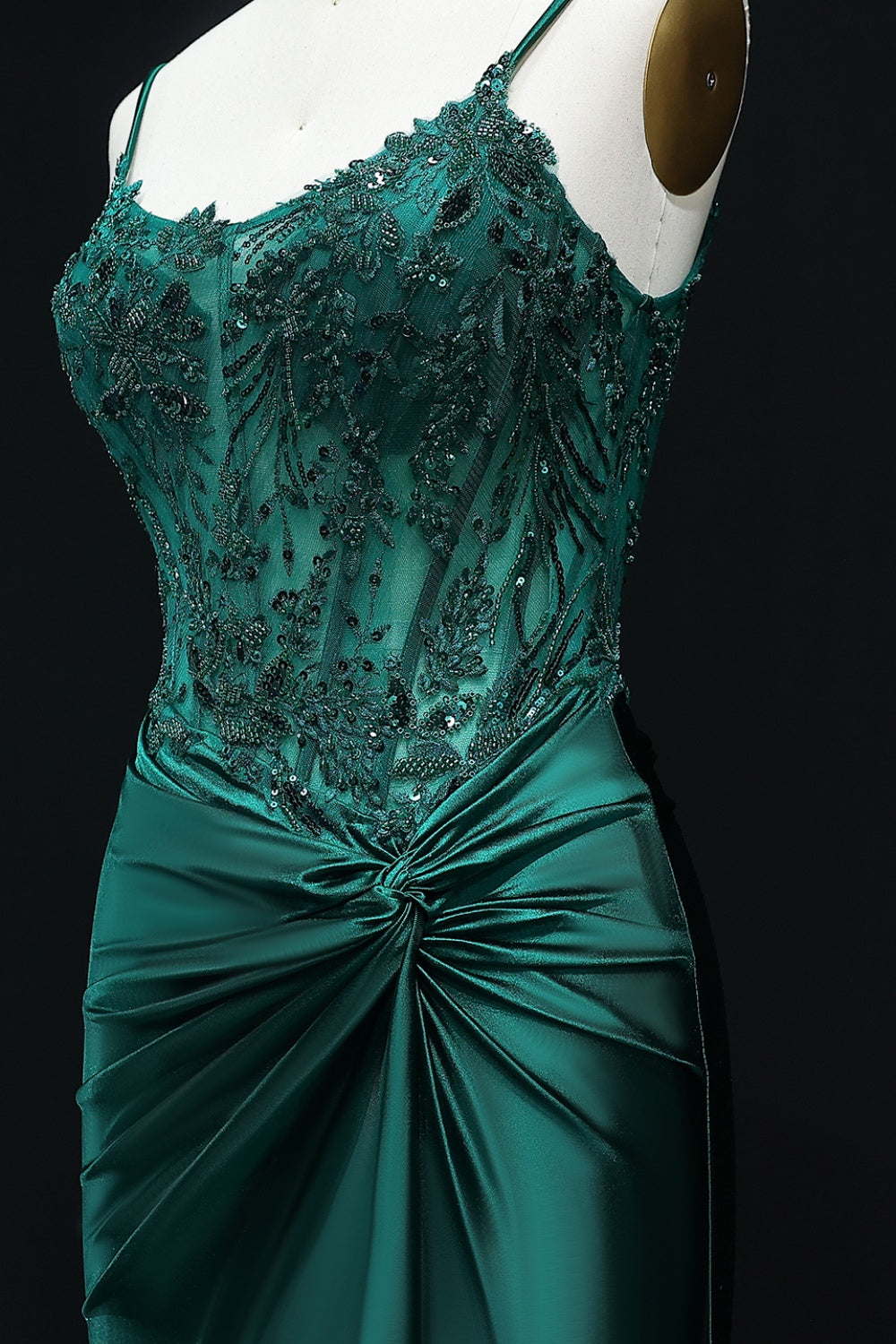 Royal Blue Satin Spaghetti Straps Sheath Prom Dress with Lace Bodice SH512 Sheer Fairy