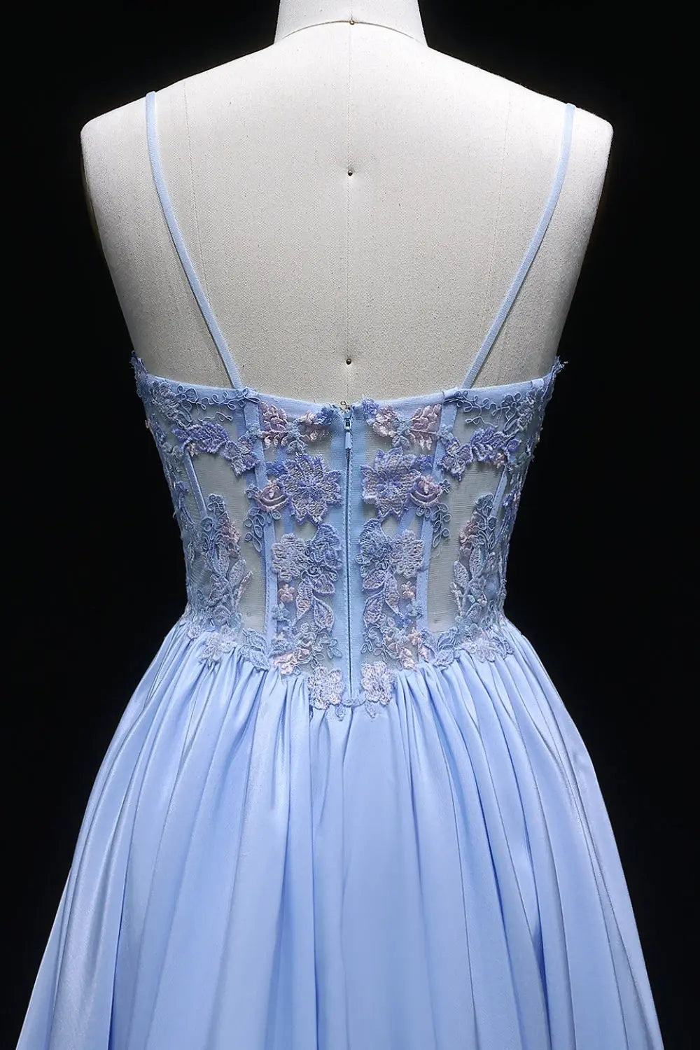Light Blue Sweetheart Beaded Ball Gown Prom Dress SH103 Sheer Fairy
