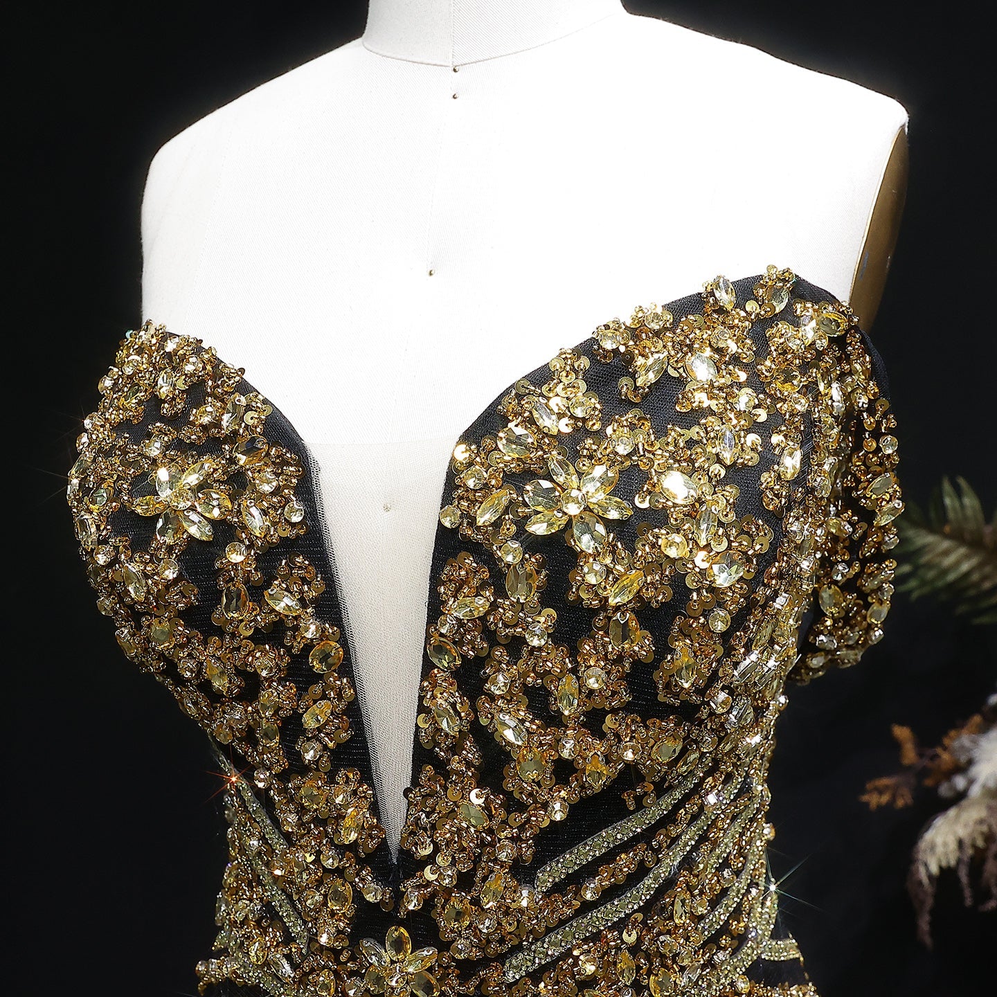 Off the Shoulder Gold Sequin Embellished Black Mini Party Homecoming Dress RM131 Sheer Fairy