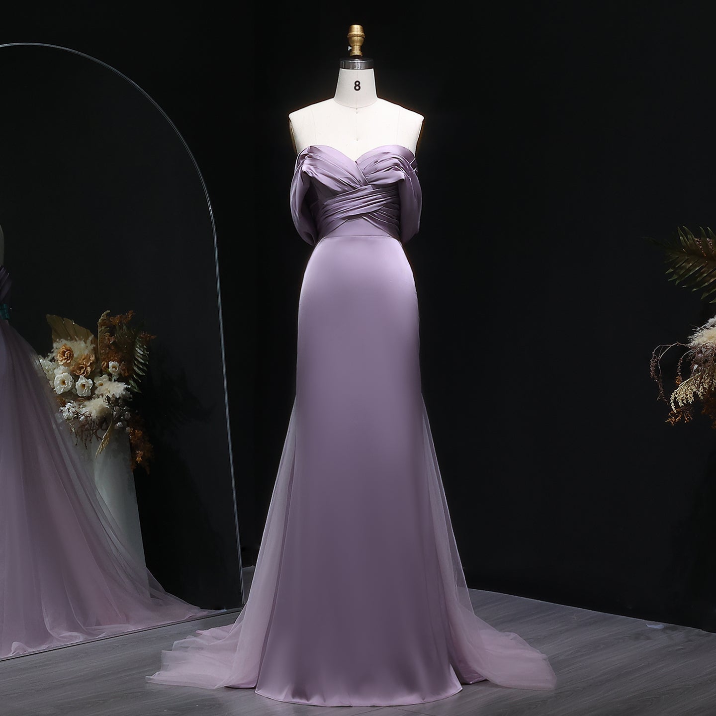 Lilac Satin Mermaid Sweetheart Evening Dress SF096