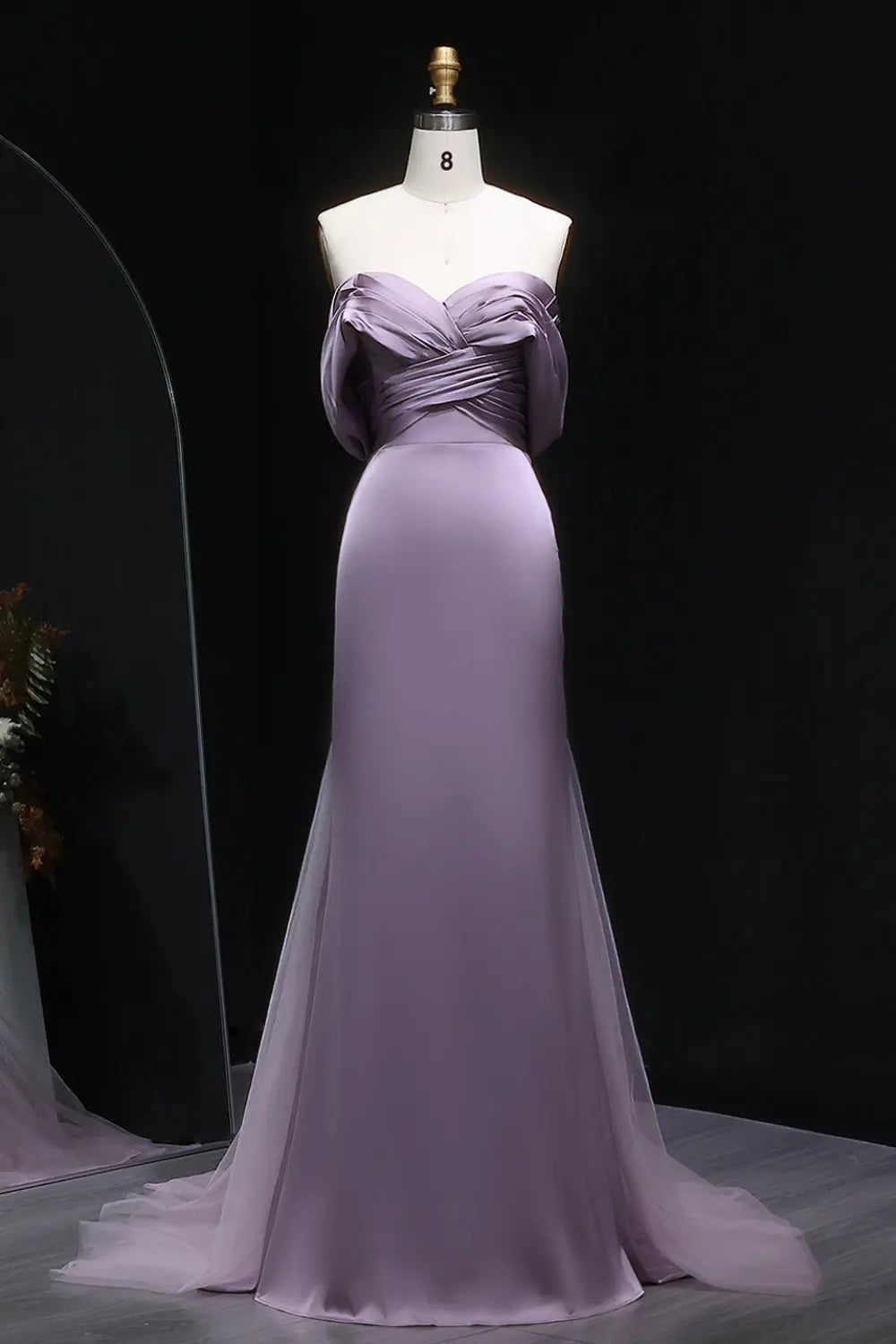 Lilac Satin Mermaid Sweetheart Evening Dress SF096 Sheer Fairy