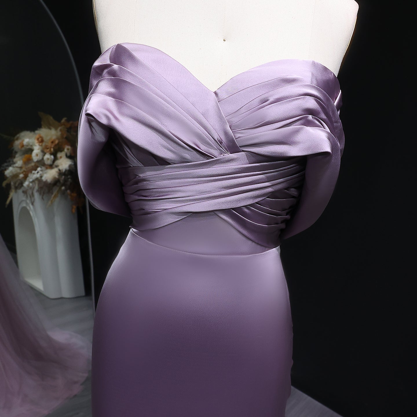 Lilac Satin Mermaid Sweetheart Evening Dress SF096