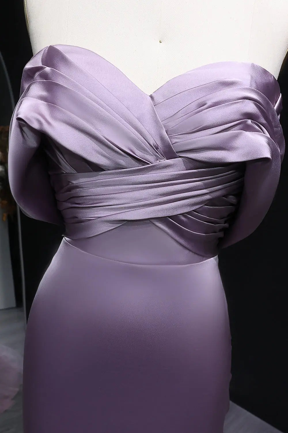 Lilac Satin Mermaid Sweetheart Evening Dress SF096 Sheer Fairy