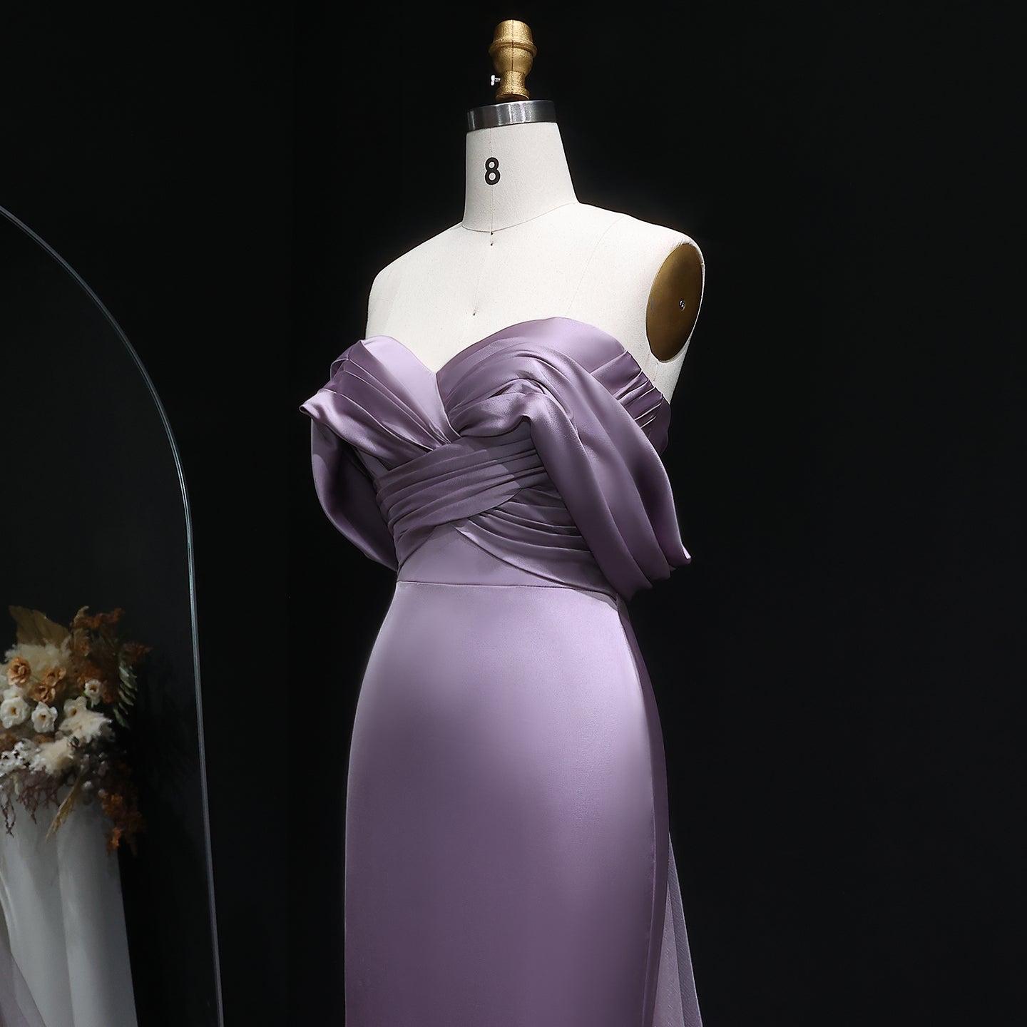 Lilac Satin Mermaid Sweetheart Evening Dress SF096