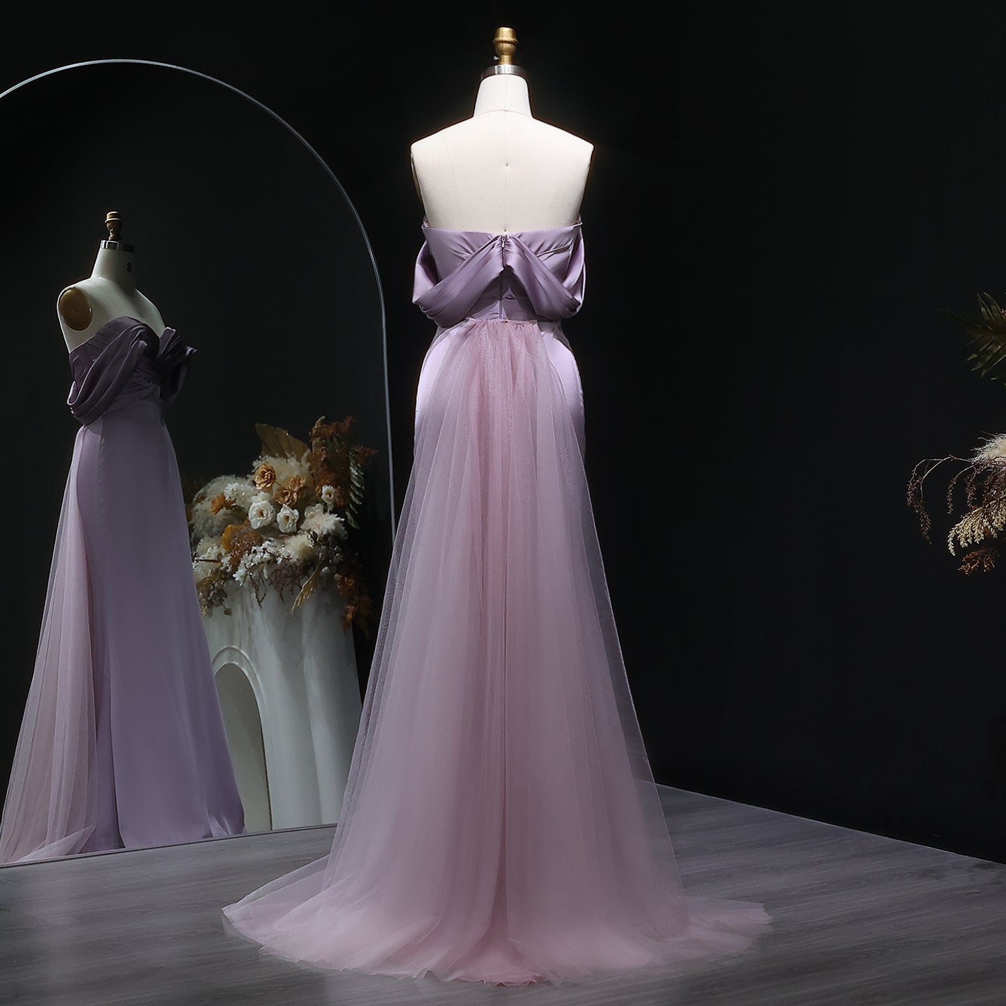 Lilac Satin Mermaid Sweetheart Evening Dress SF096