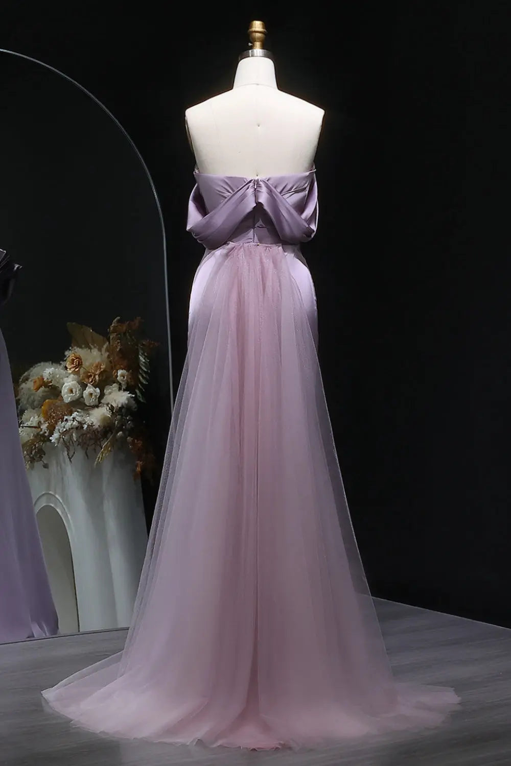 Lilac Satin Mermaid Sweetheart Evening Dress SF096 Sheer Fairy