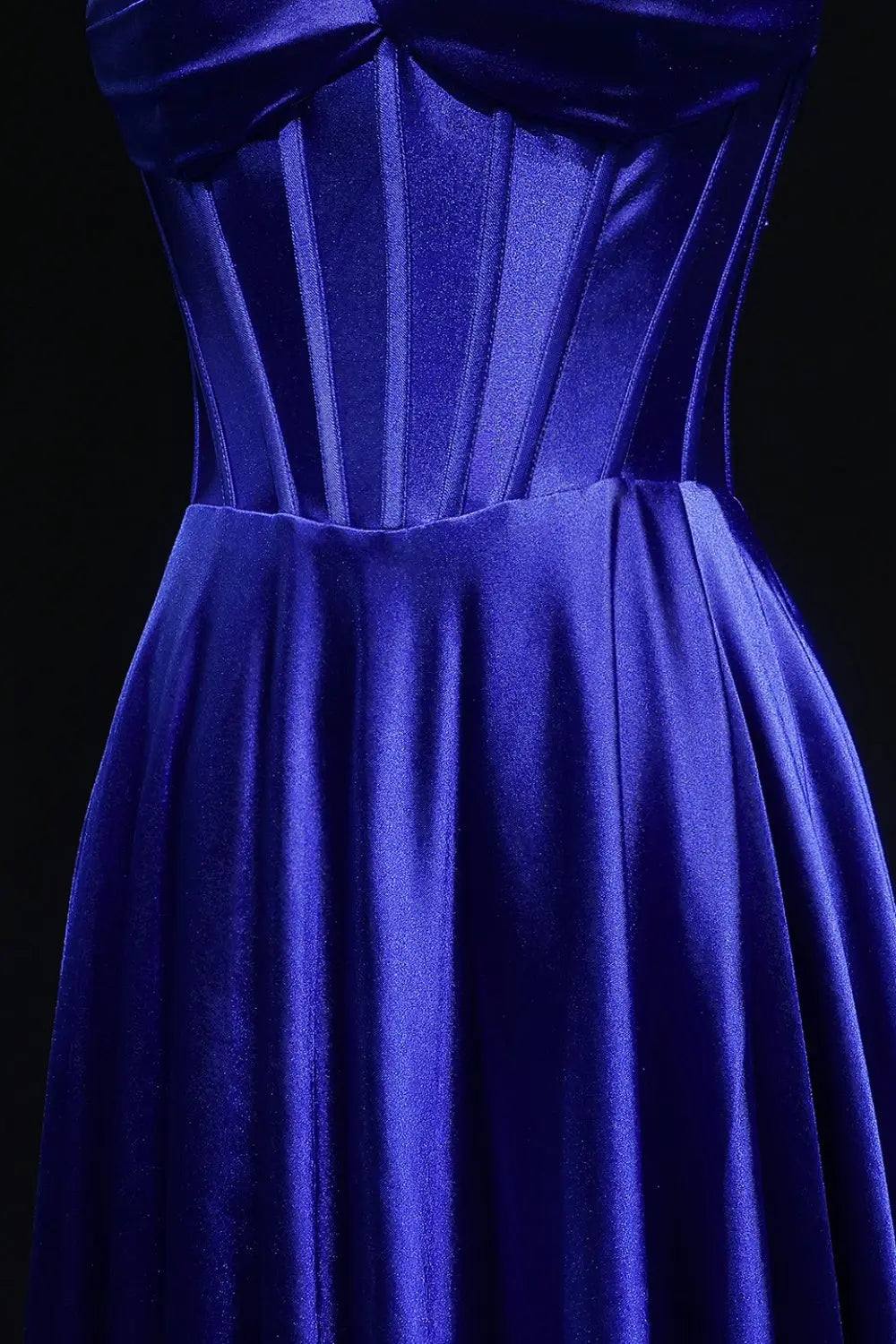 Royal Blue Satin Spaghetti Strap A-Line Prom Dress with Beaded Neckline SH145 Sheer Fairy